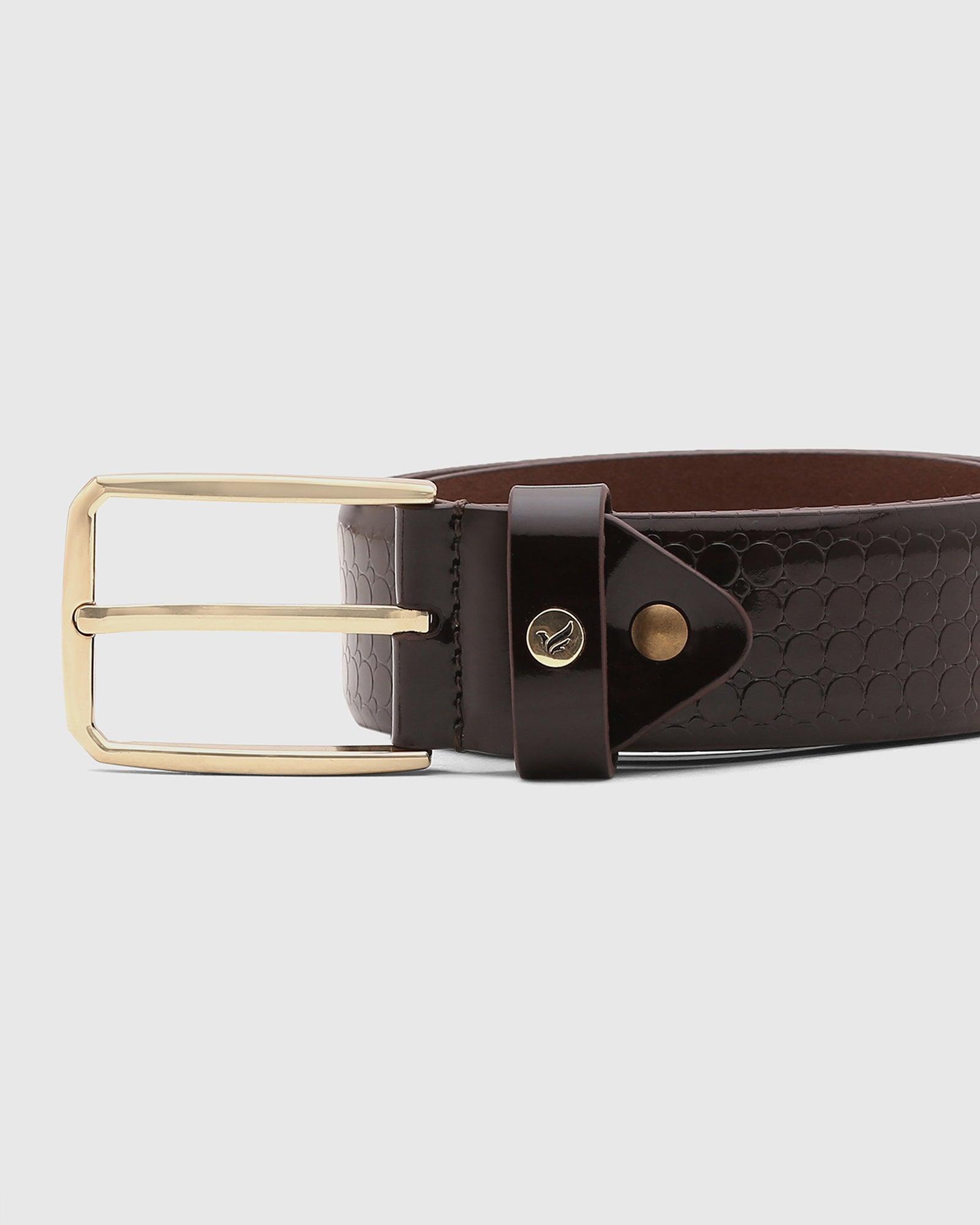Leather Brown Textured Belt - Shaun