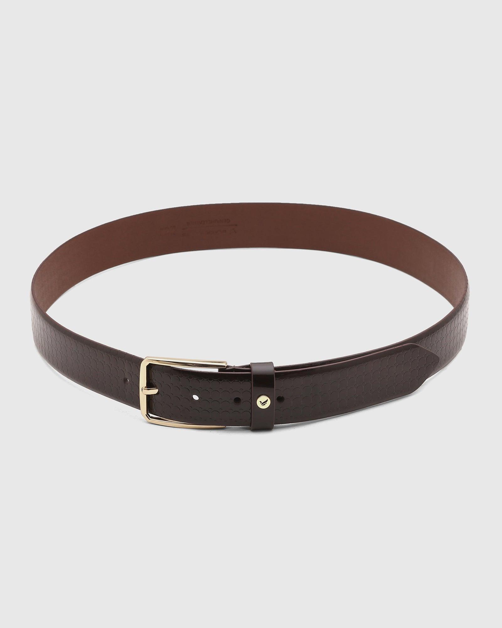 Leather Brown Textured Belt - Shaun