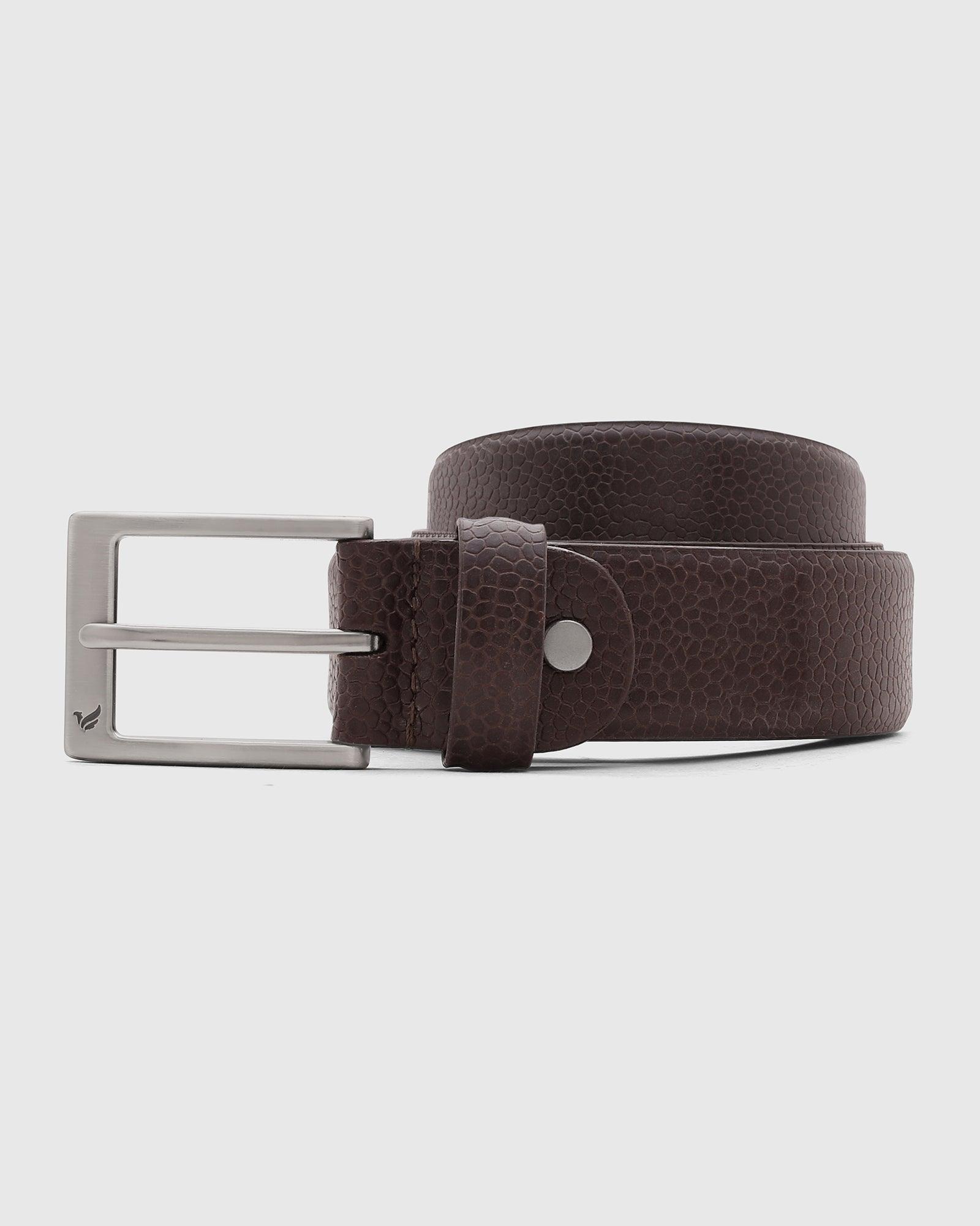 Leather Brown Textured Belt - Swan