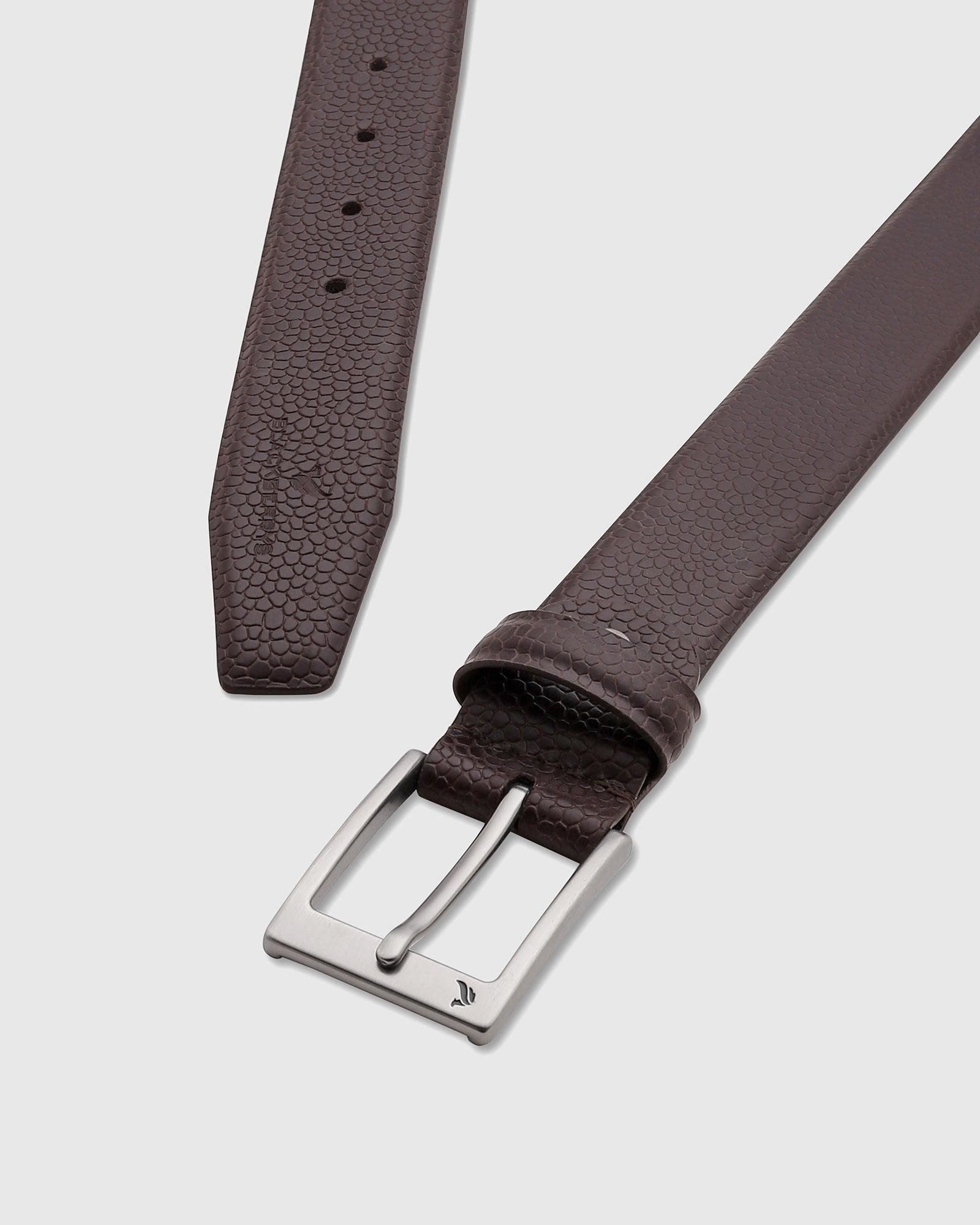Leather Brown Textured Belt - Swan