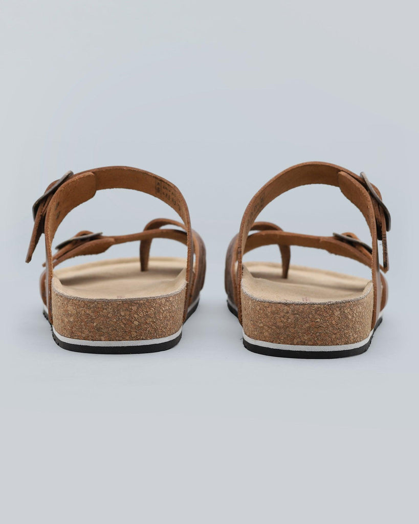 Leather Tan Textured Premium Leather Sandals - Nashi