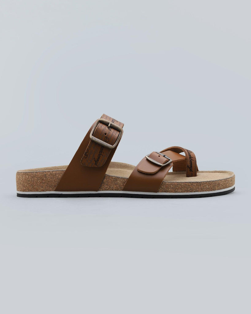 Leather Tan Textured Premium Leather Sandals - Nashi