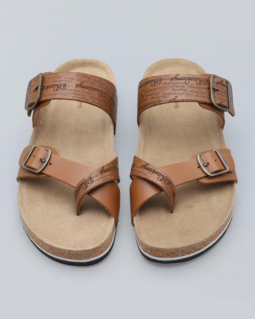 Leather Tan Textured Premium Leather Sandals - Nashi