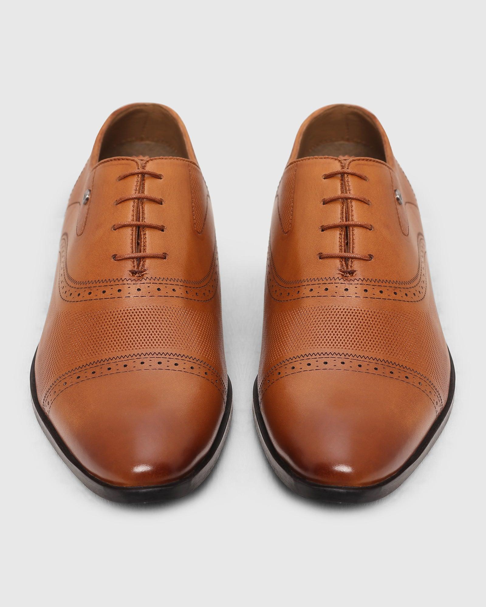 Must Haves Leather Tan Textured Oxford Shoes - Lewis
