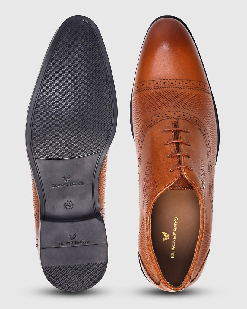 Must Haves Leather Tan Textured Oxford Shoes - Lewis