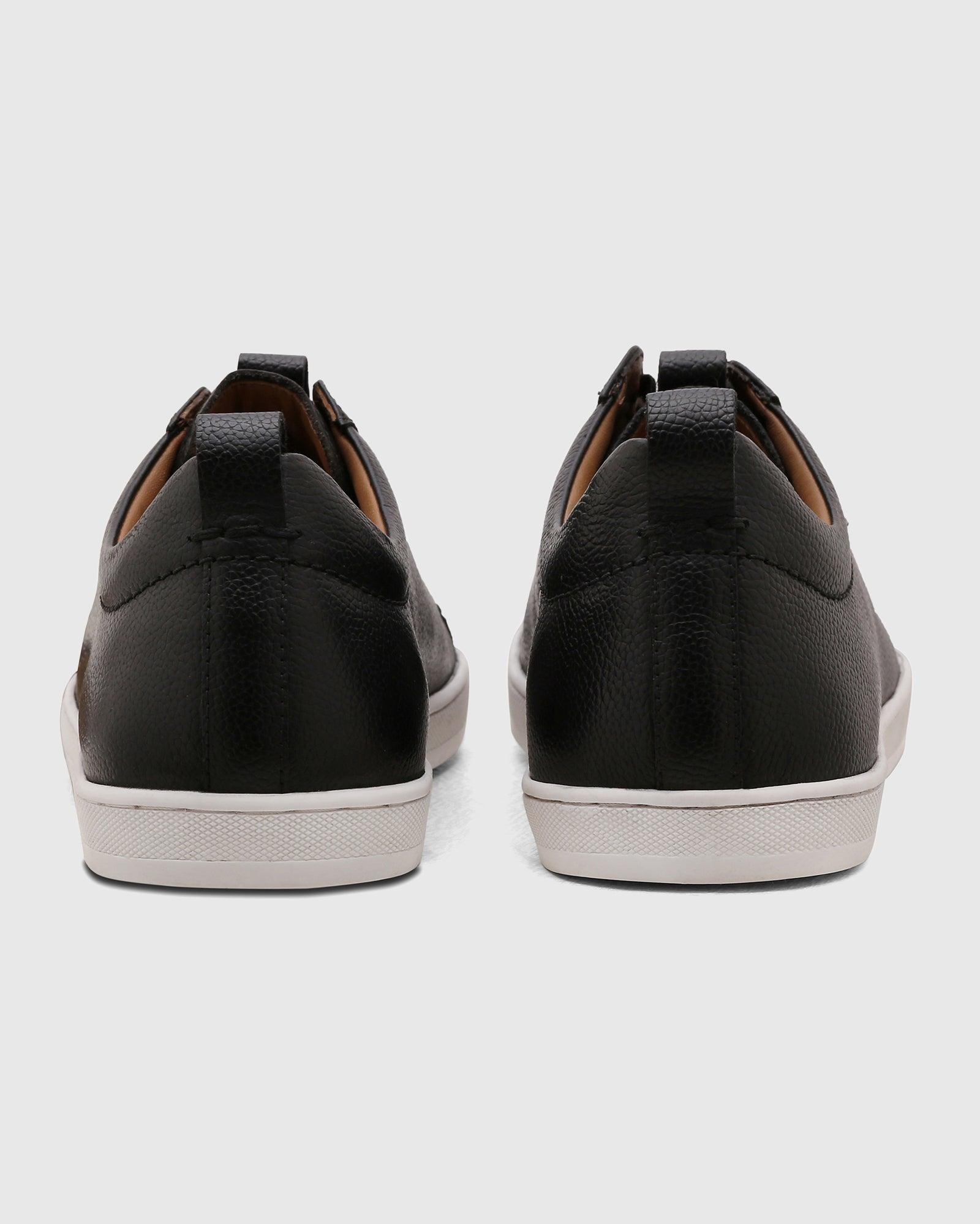 Leather Black Textured Sneakers - Quel