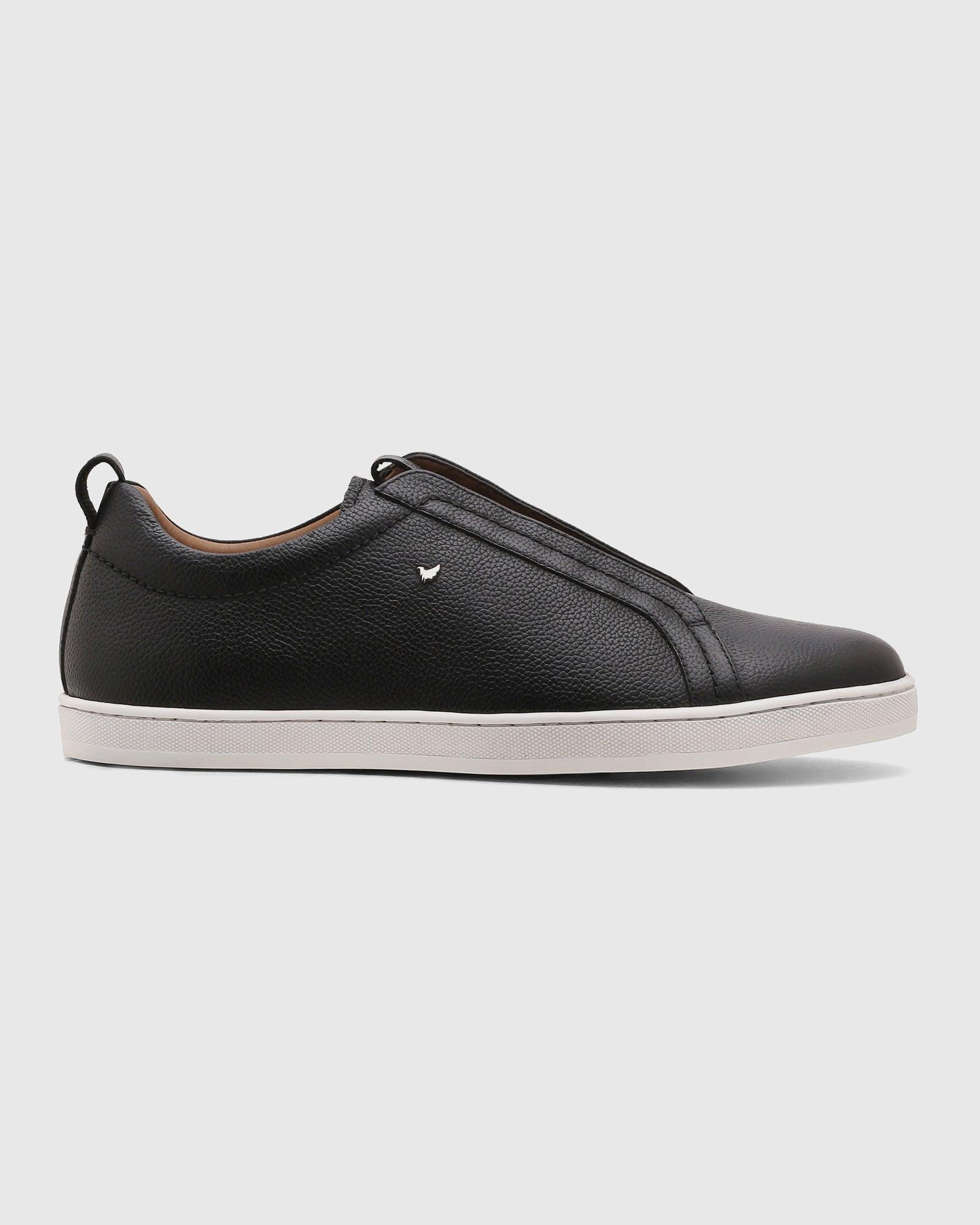 Leather Black Textured Sneakers - Quel