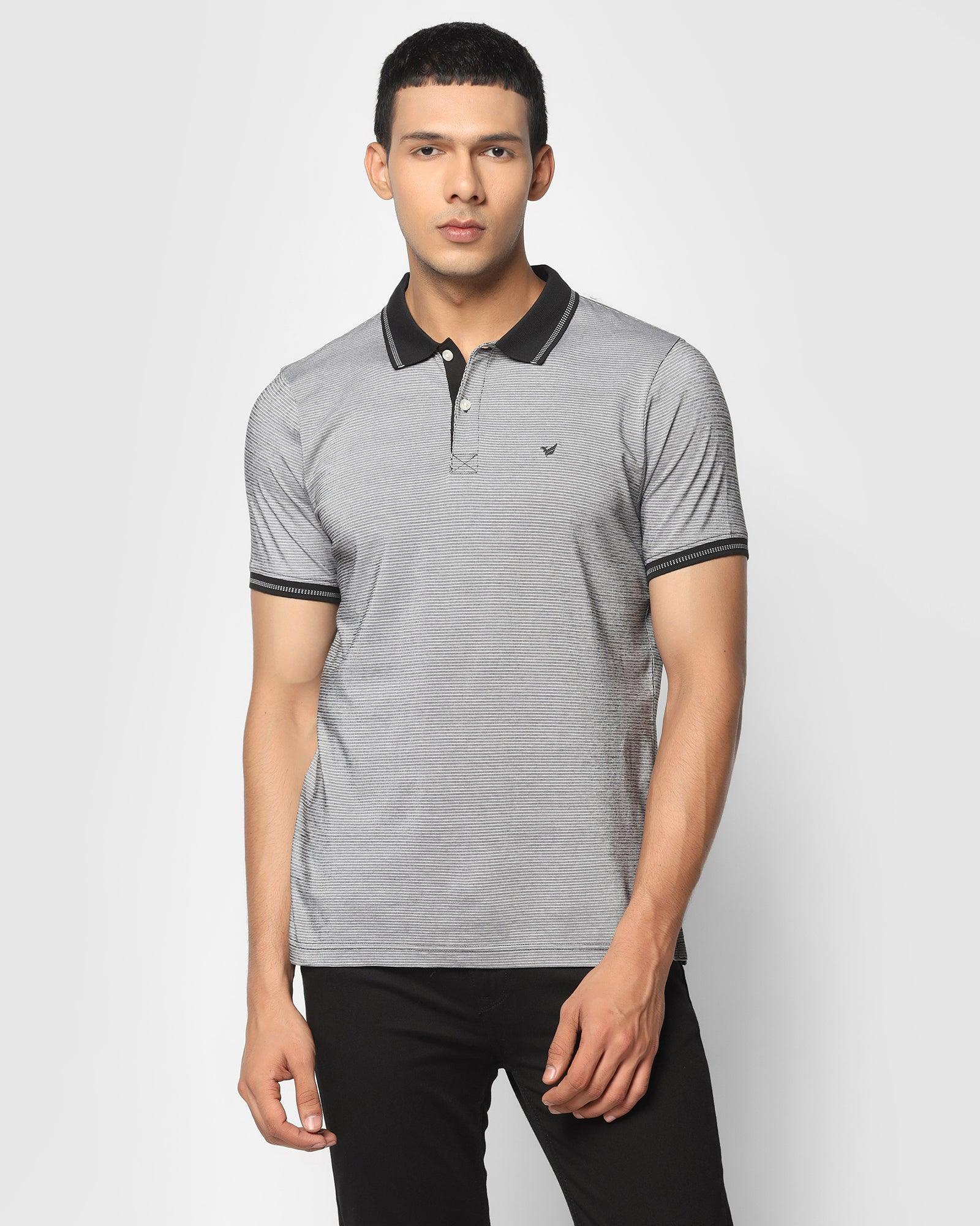 Polo Black Textured T Shirt - Heka