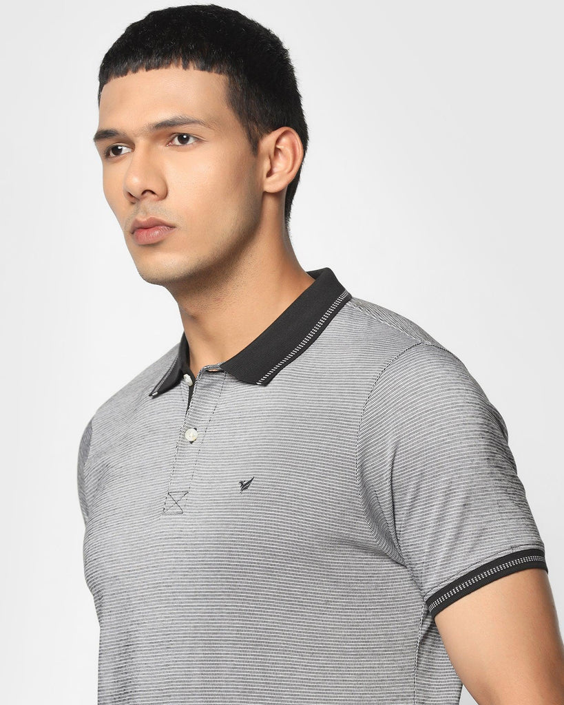 Polo Black Textured T-Shirt - Heka