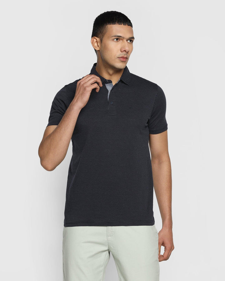 Polo Navy Textured T-Shirt - Alpha