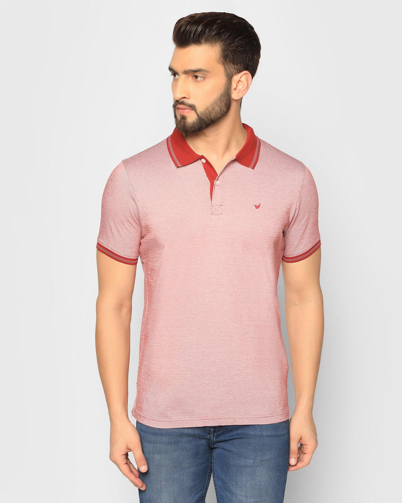 Polo Red Textured T-Shirt - Heka