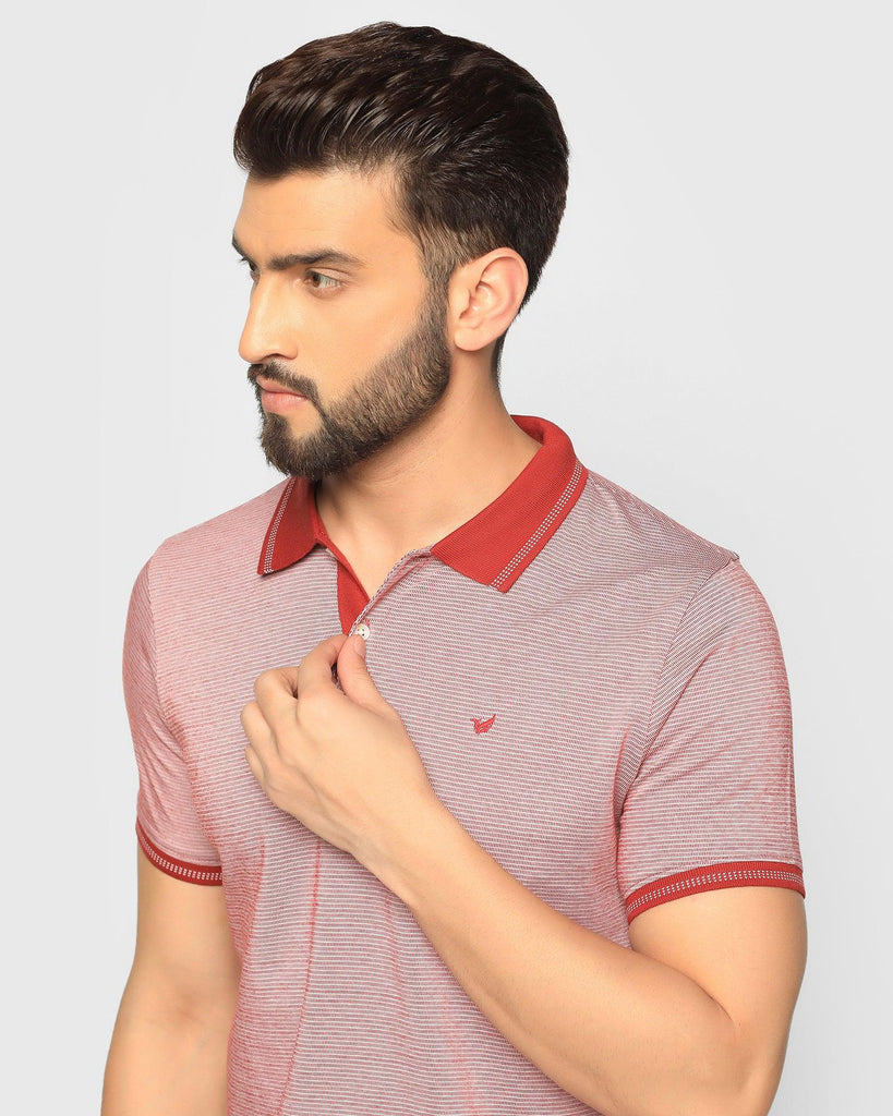 Polo Red Textured T-Shirt - Heka