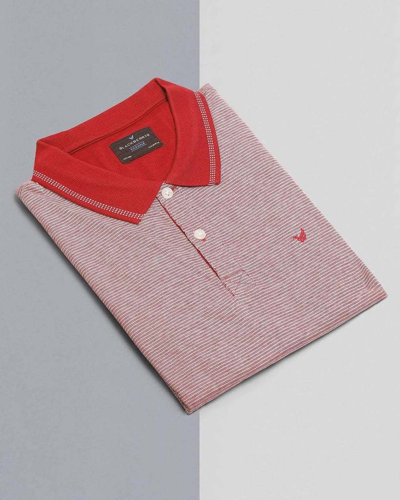 Polo Red Textured T-Shirt - Heka