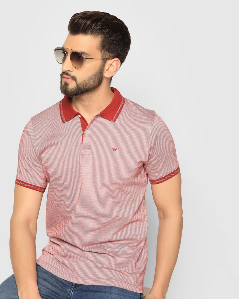 Polo Red Textured T-Shirt - Heka