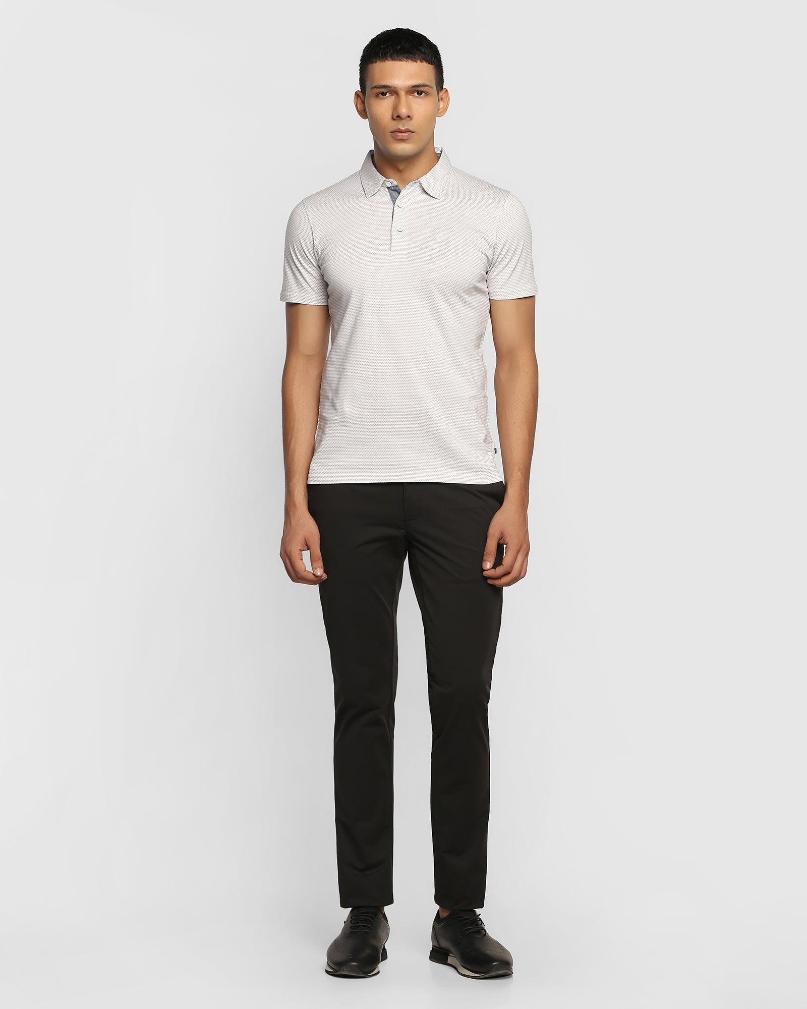 Polo White Textured T-Shirt - Alpha