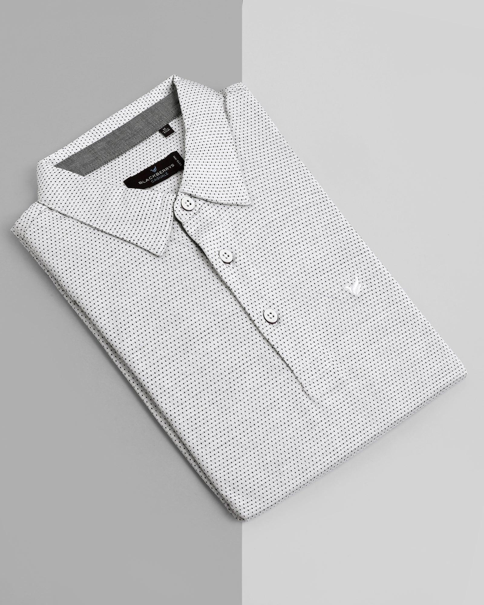 Polo White Textured T Shirt - Alpha