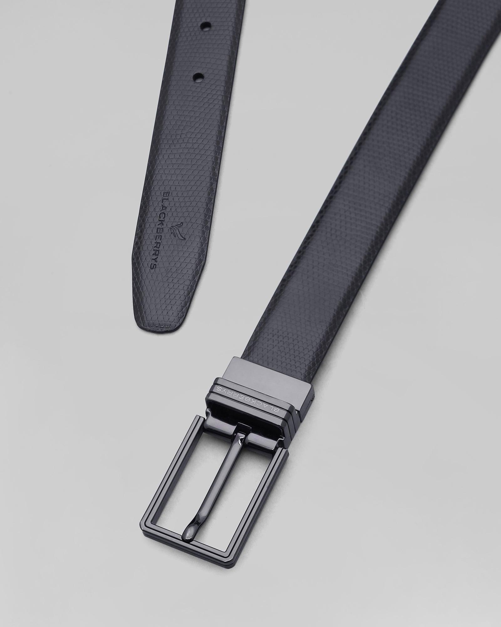 Leather Reversible Black Brown Textured Belt - Percy