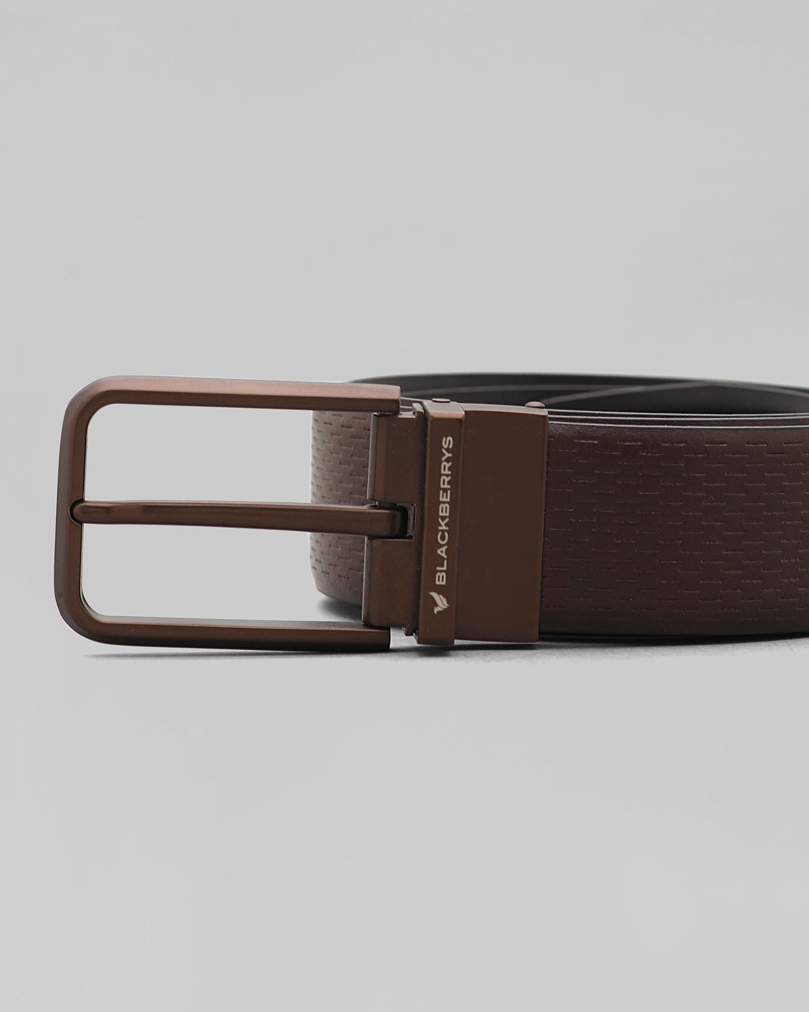 Leather Reversible Black Brown Textured Belt - Perisa