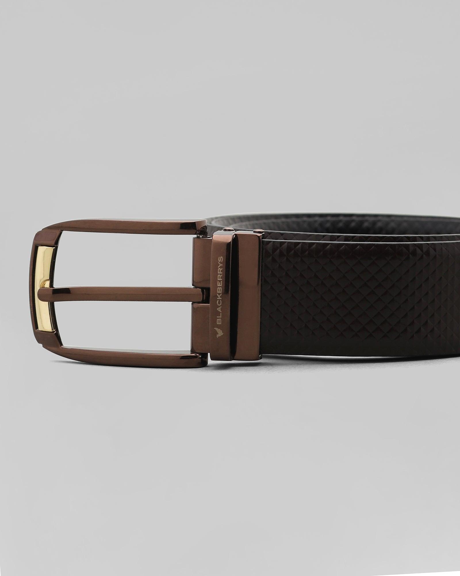 Leather Reversible Black Brown Textured Belt - Poppy