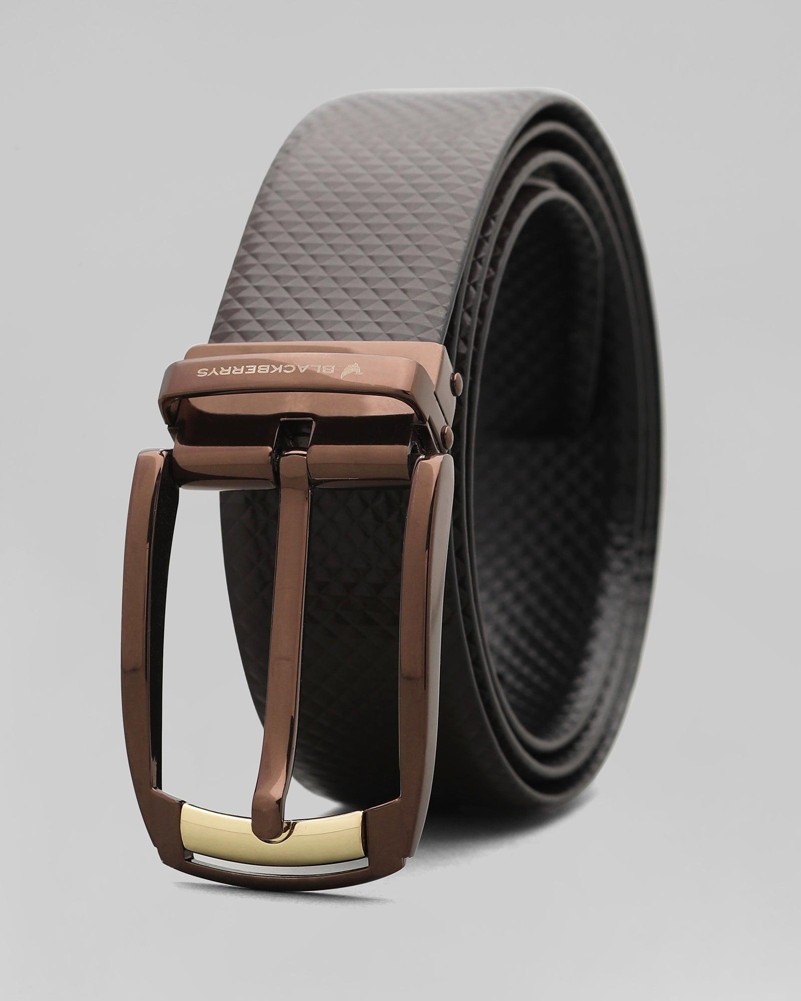 Leather Reversible Black Brown Textured Belt - Poppy