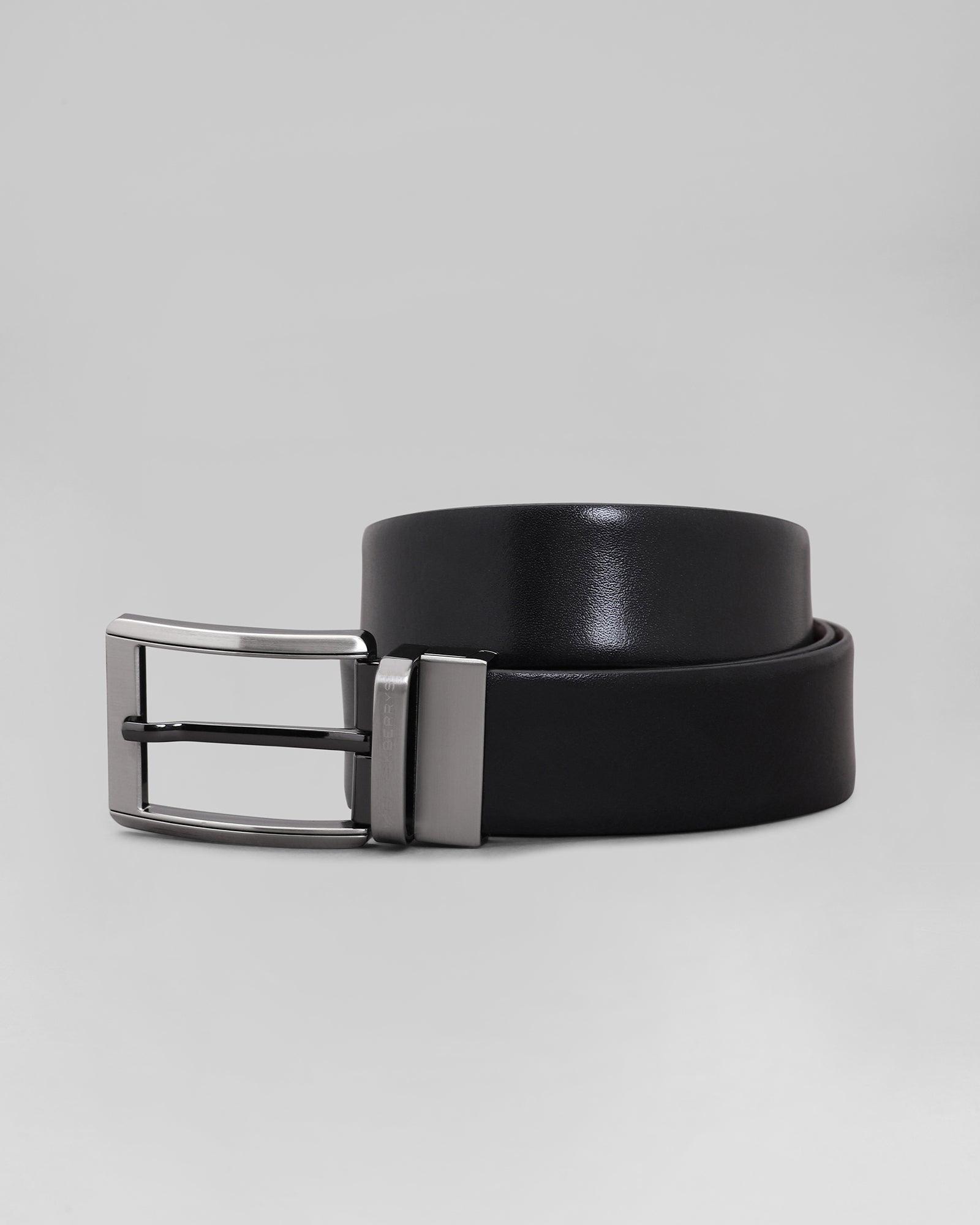 Leather Reversible Black Brown Textured Belt - Puff