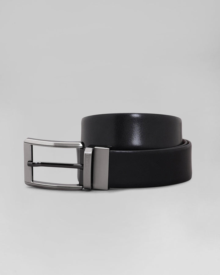 Leather Reversible Black & Brown Textured Belt - Puff