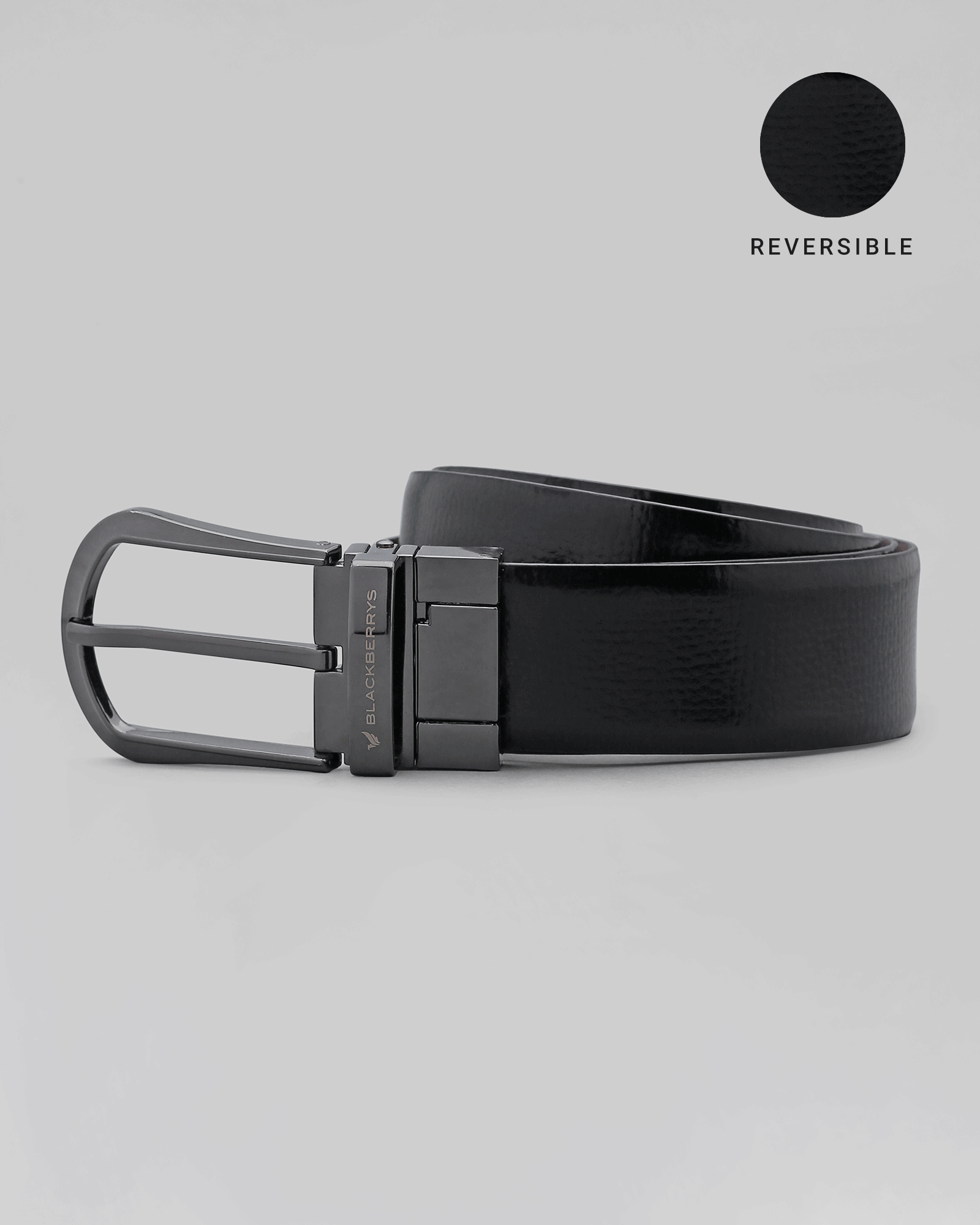 Leather Reversible Black Tan Textured Belt - Perley