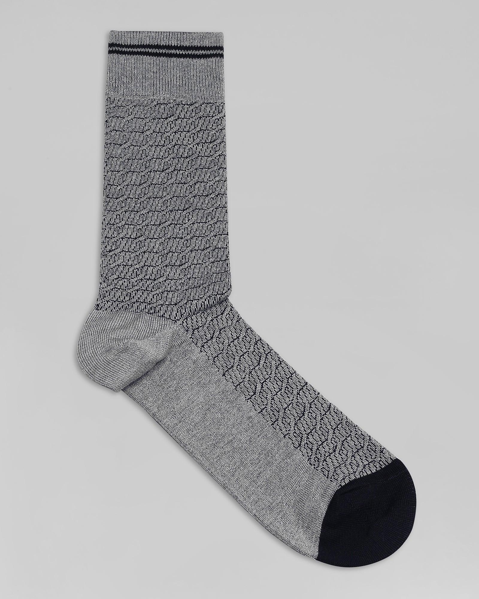 Cotton Grey Textured Socks - Onida