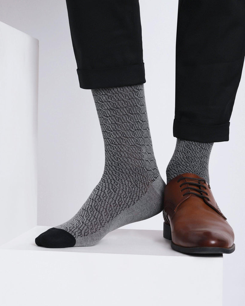 Cotton Grey Textured Socks - Onida