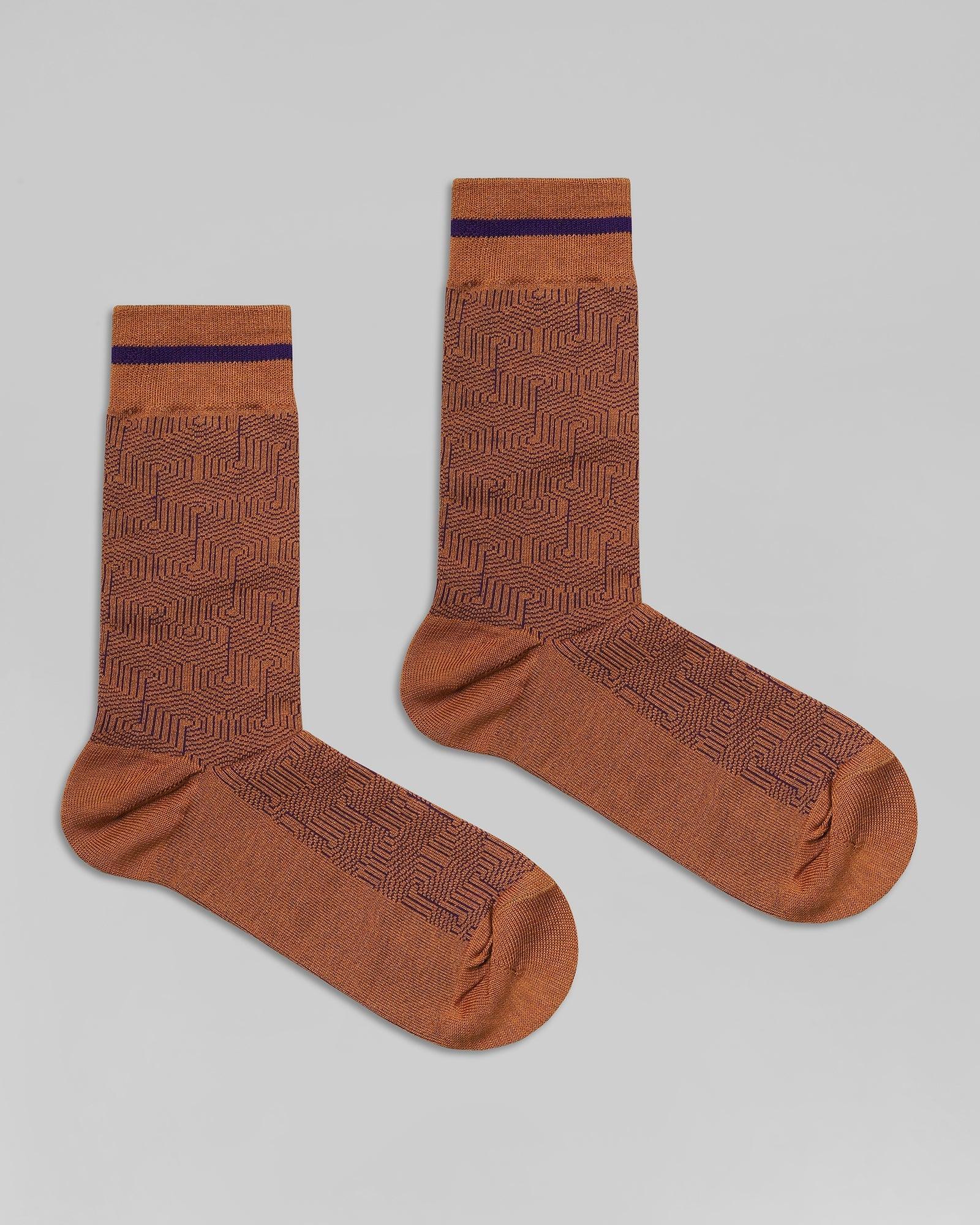 Cotton Tobacco Brown Textured Socks - Opentobacco
