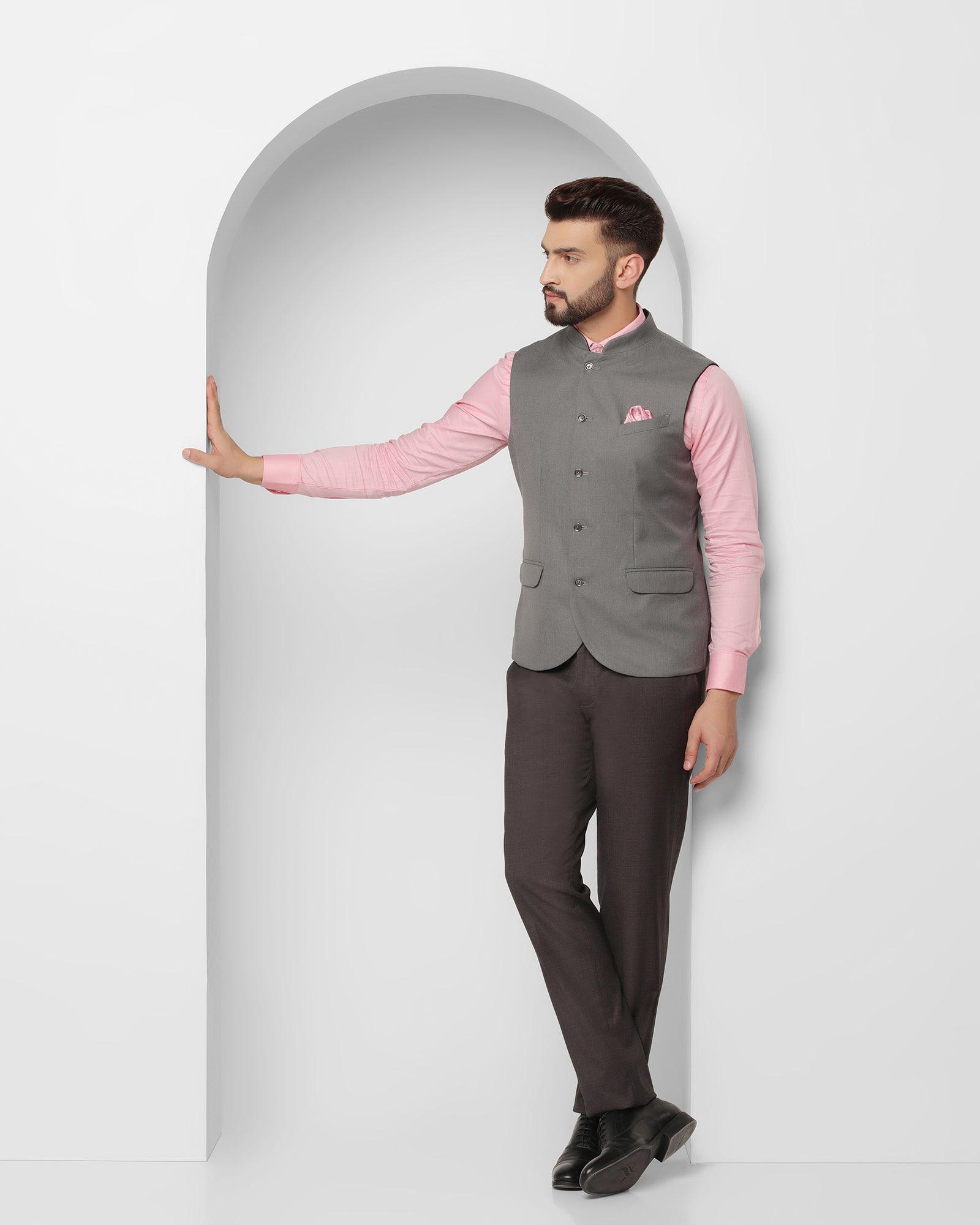 Textured Reversible Bandhgala Waistcoat In Navy (Korbin) - Blackberrys