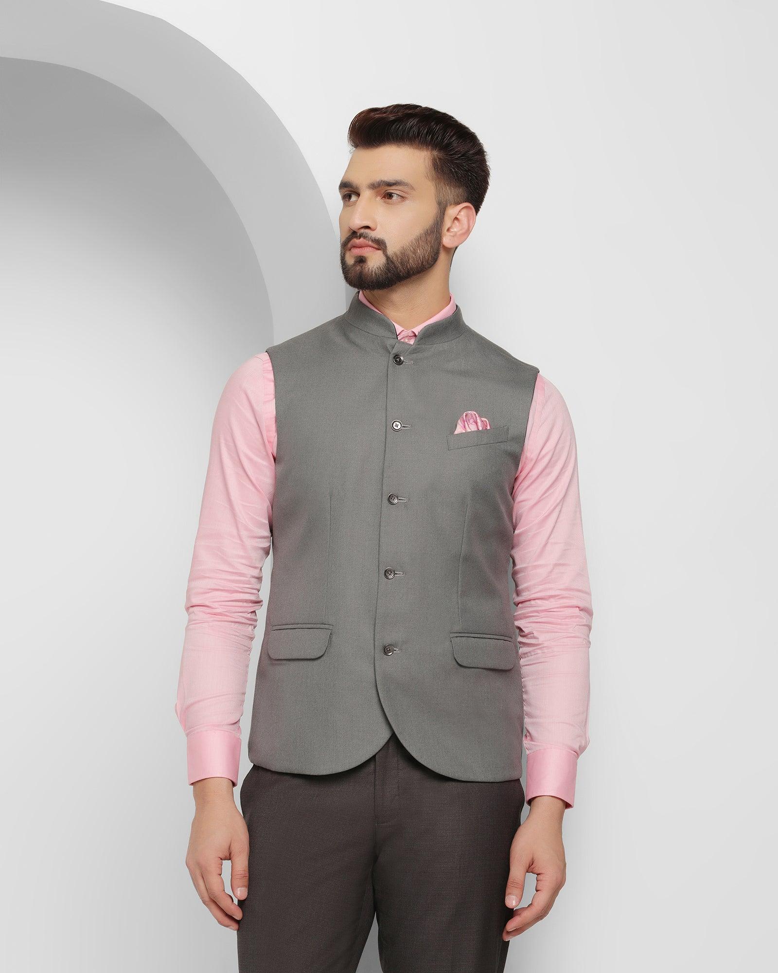 Textured Reversible Bandhgala Waistcoat In Navy (Korbin) - Blackberrys