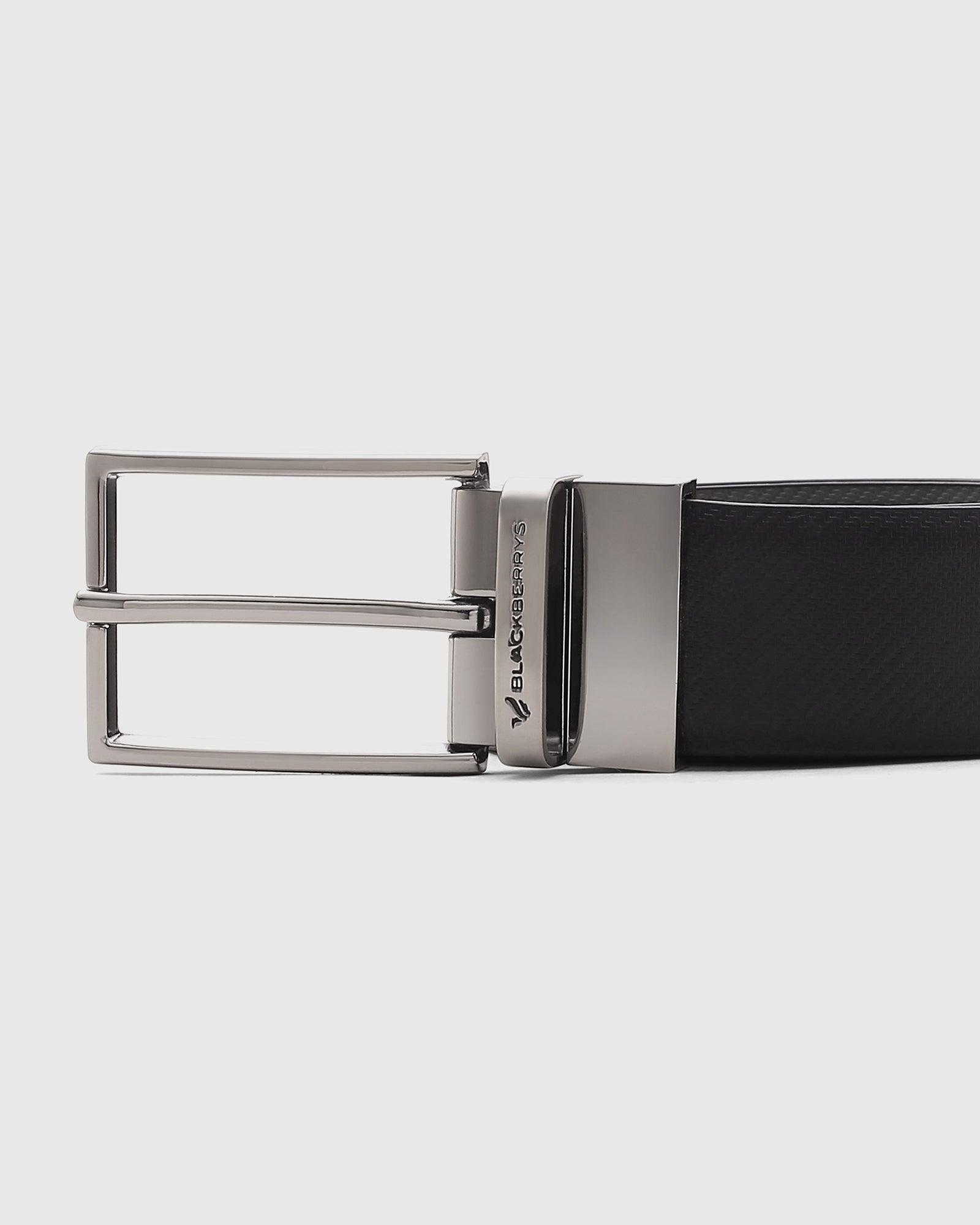 Leather Reversible Black Brown Textured Belt - Sakuri