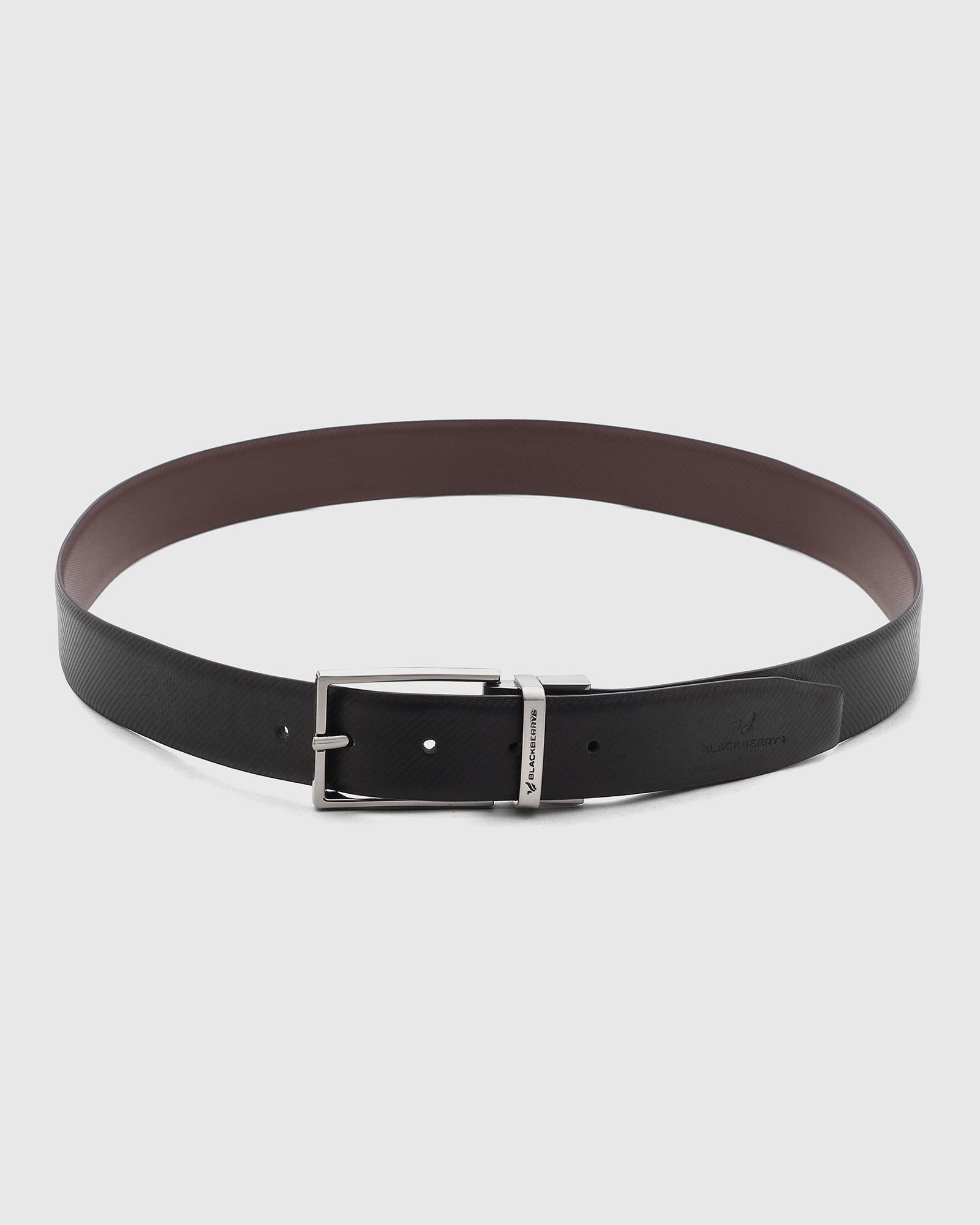 Leather Reversible Black Brown Textured Belt - Sakuri