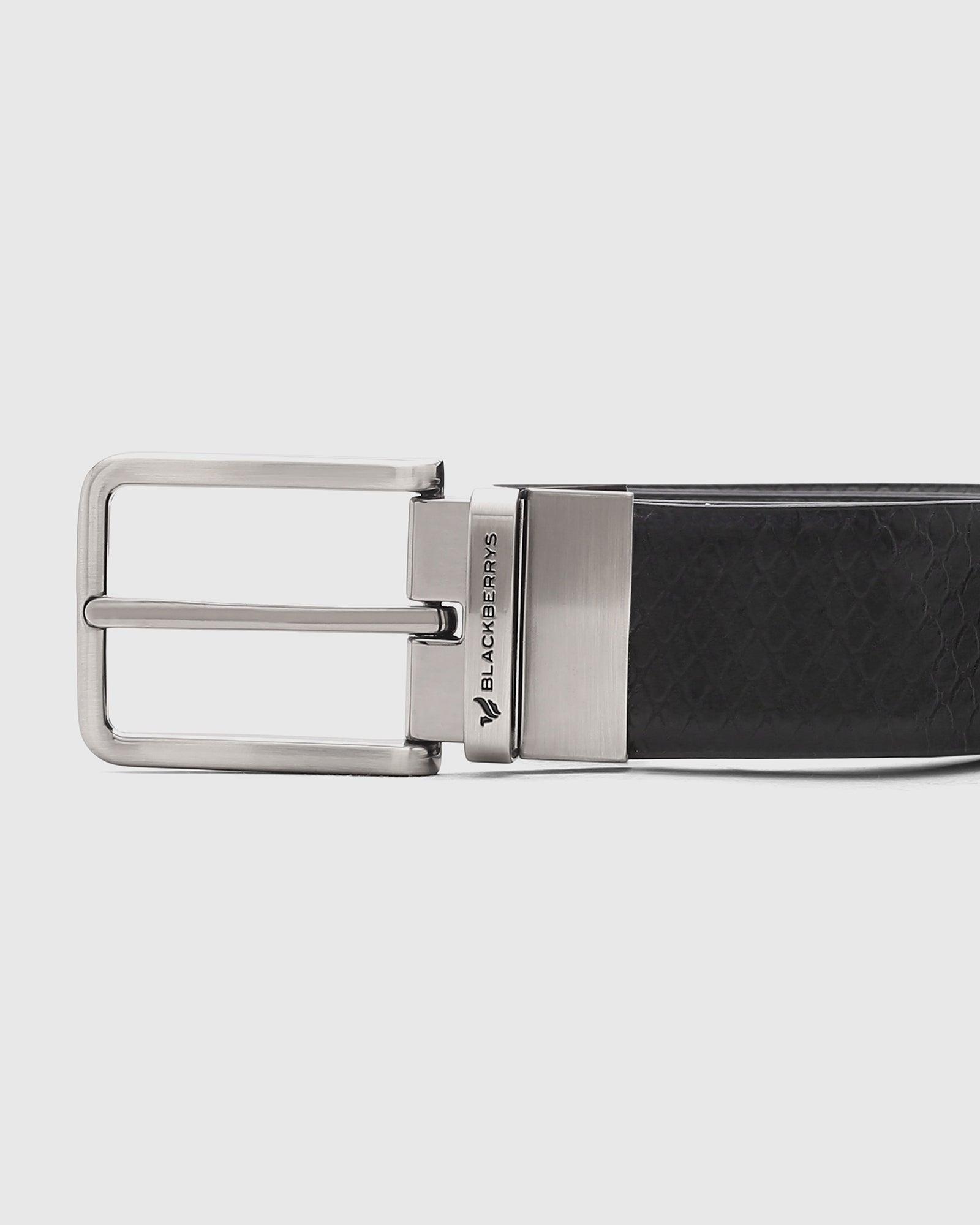 Leather Reversible Black Brown Textured Belt - Serin