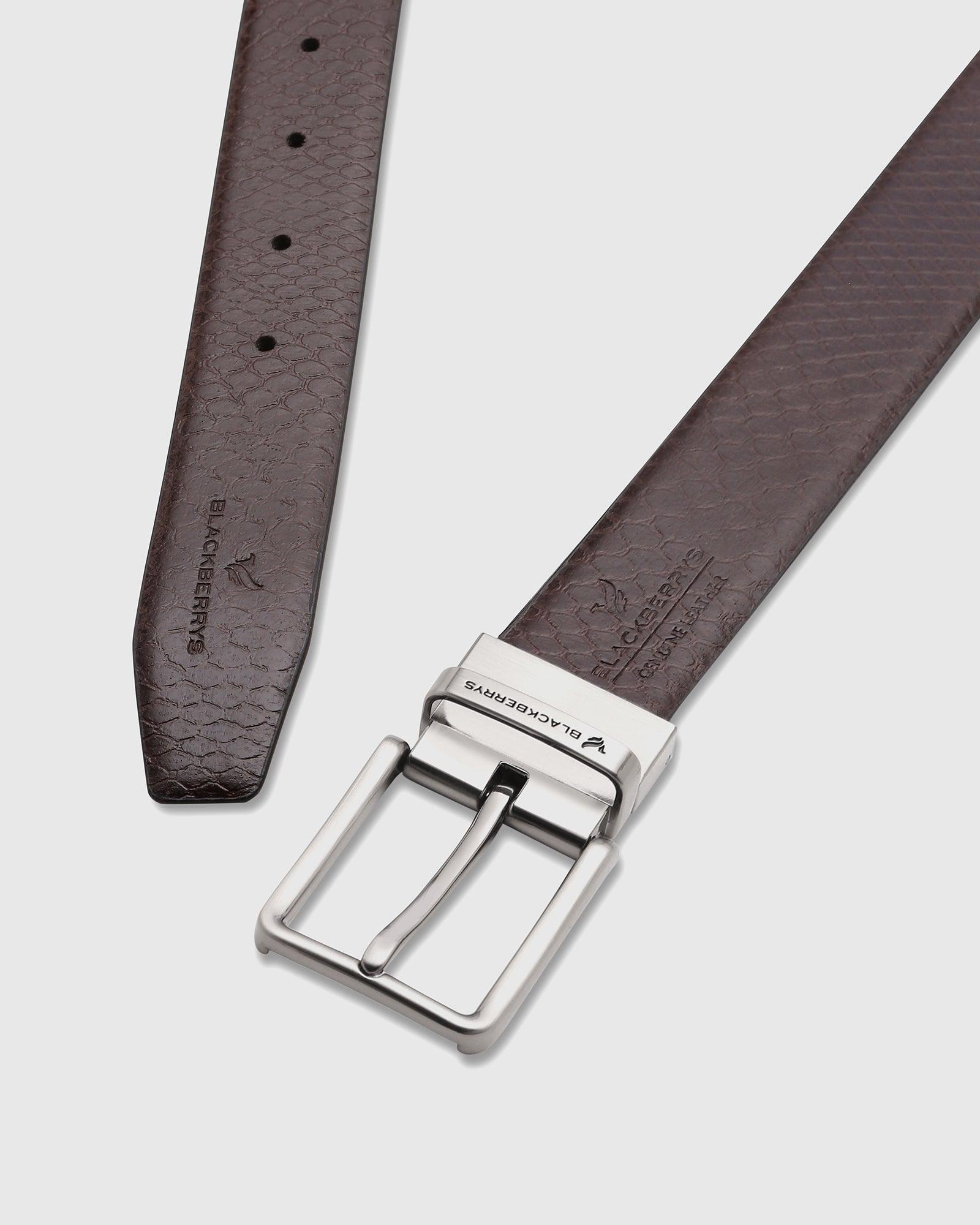 Leather Reversible Black Brown Textured Belt - Serin