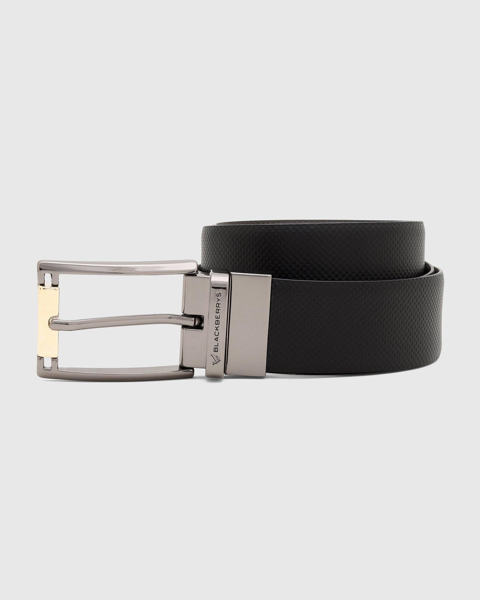 Leather Reversible Black Brown Textured Belt - Silvio