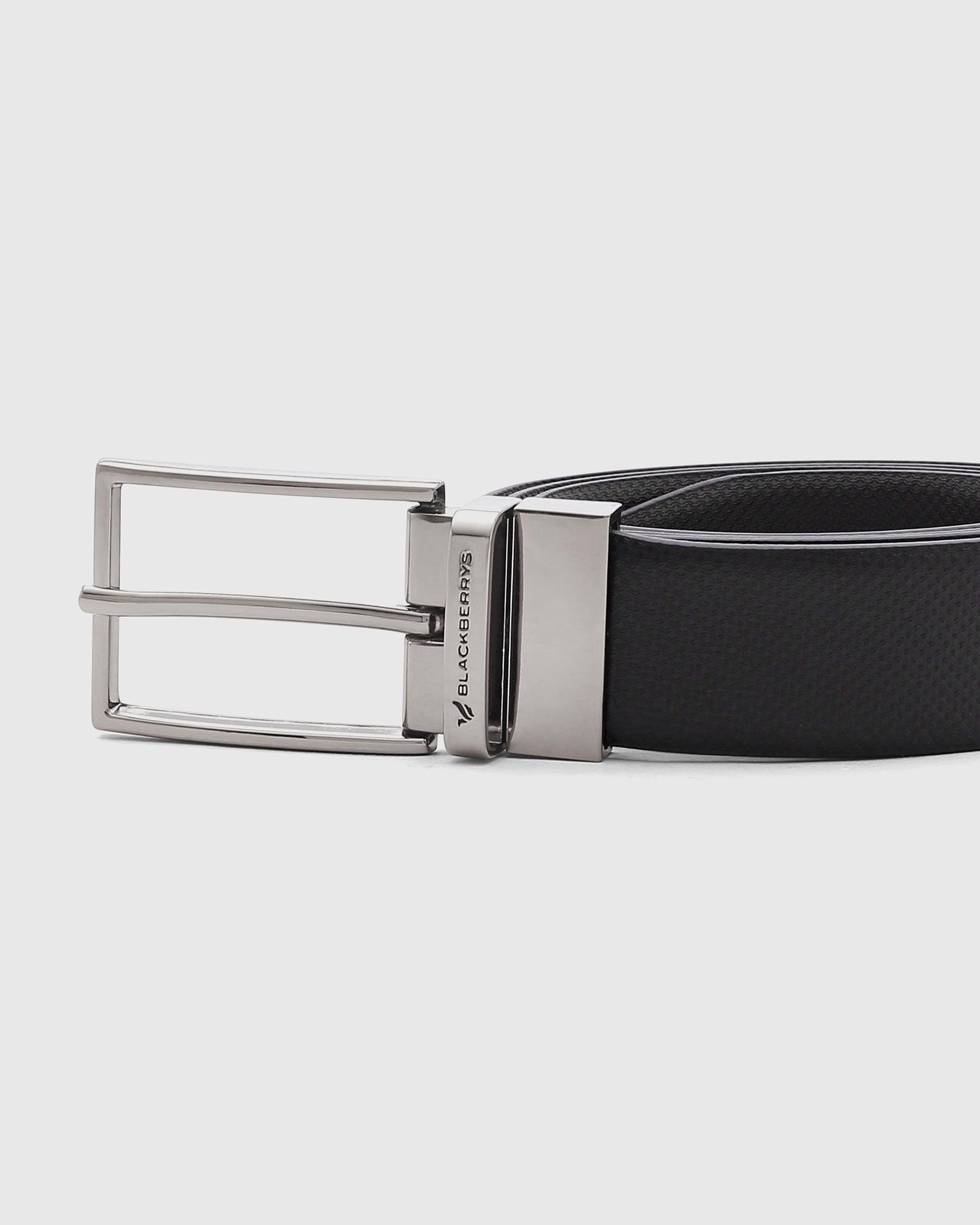 Leather Reversible Black Brown Textured Belt - Solo