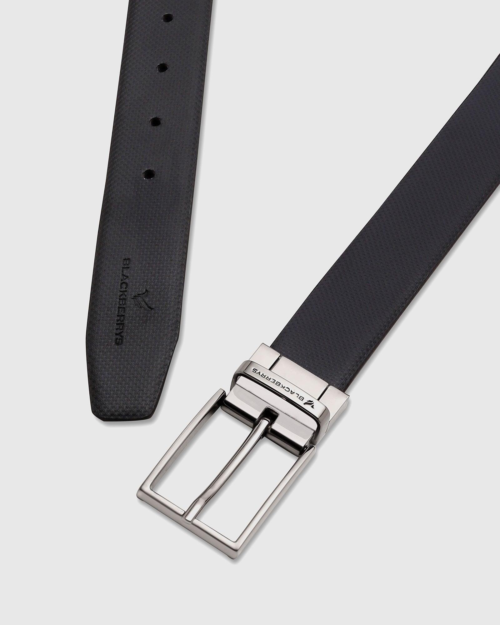 Leather Reversible Black Brown Textured Belt - Solo