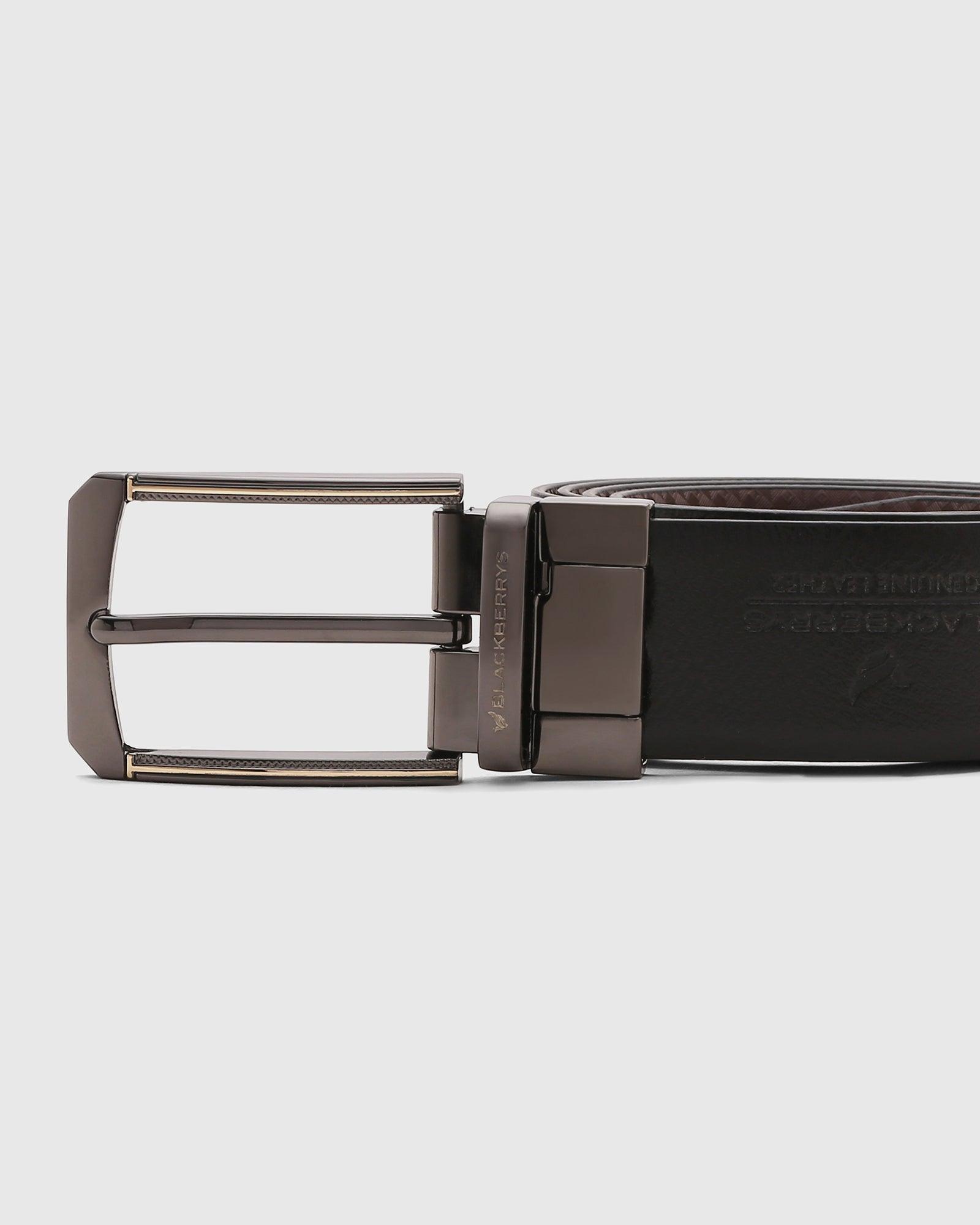 Leather Reversible Black Brown Textured Belt - Sydney