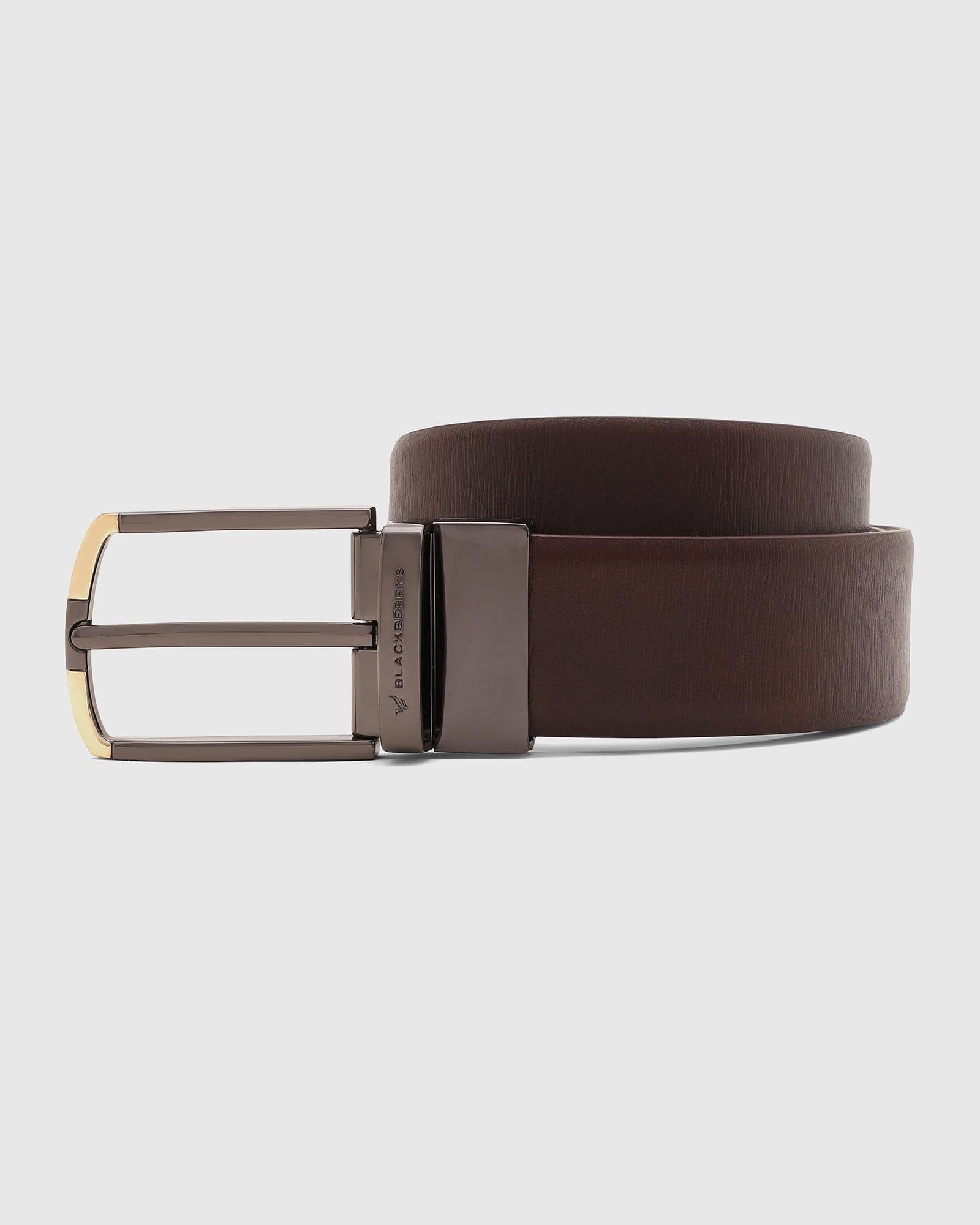 Leather Reversible Brown Textured Belt - Sara