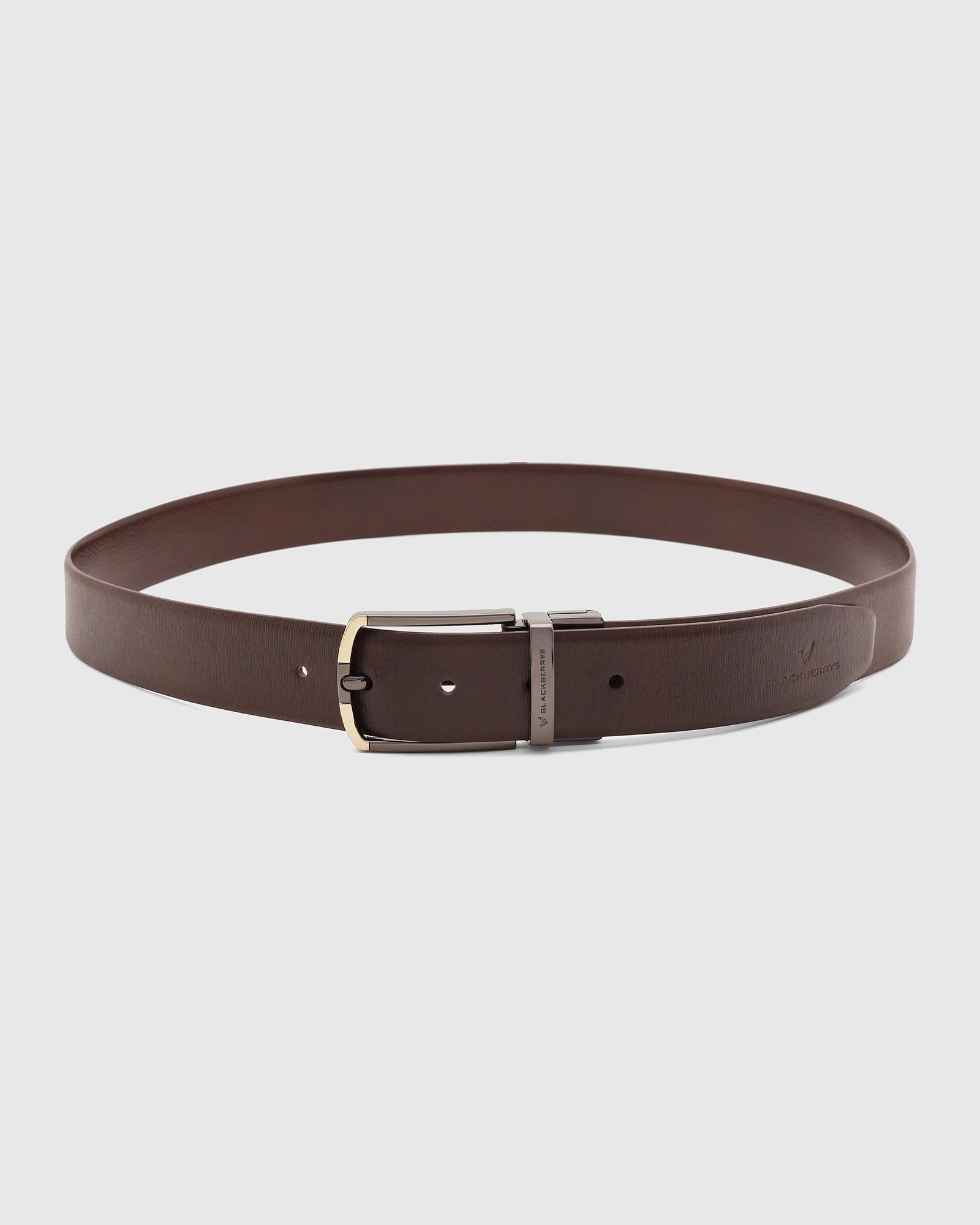 Leather Reversible Brown Textured Belt - Sara