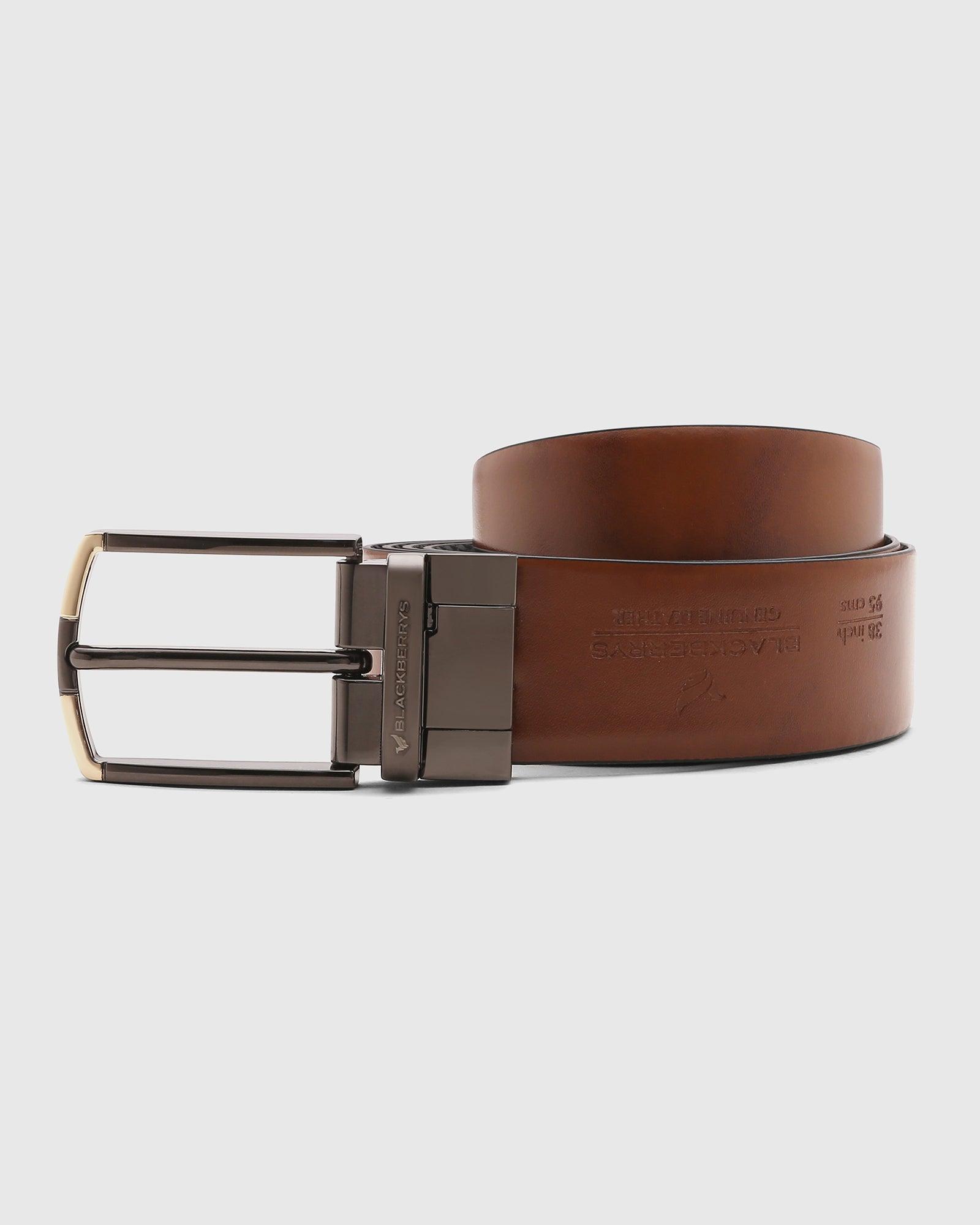 Leather Reversible Brown Tan Textured Belt - Scotch