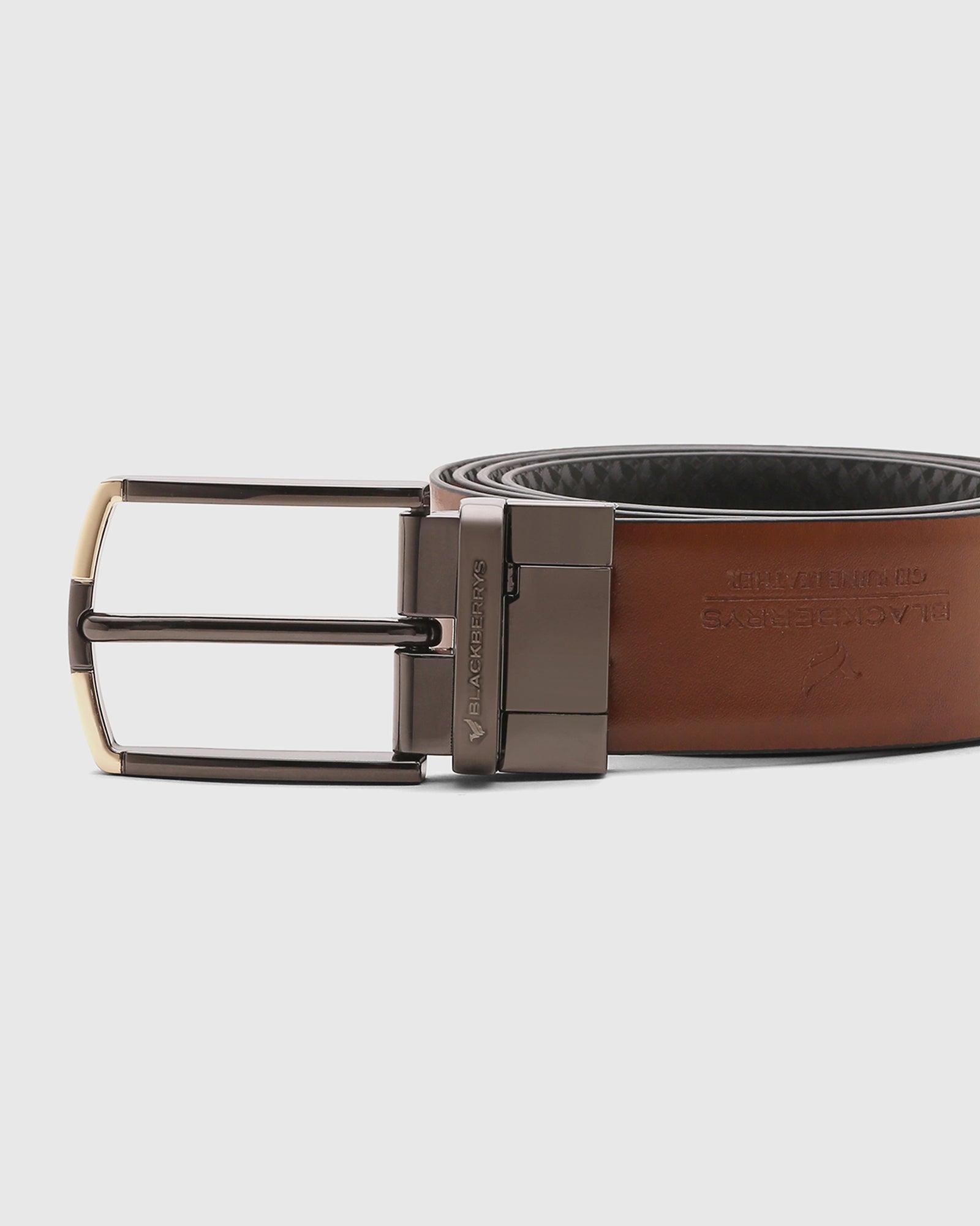 Leather Reversible Brown Tan Textured Belt - Scotch