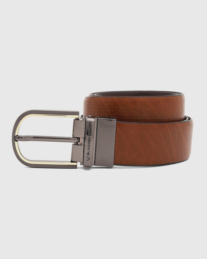 Leather Reversible Brown & Tan Textured Belt - Sebastin