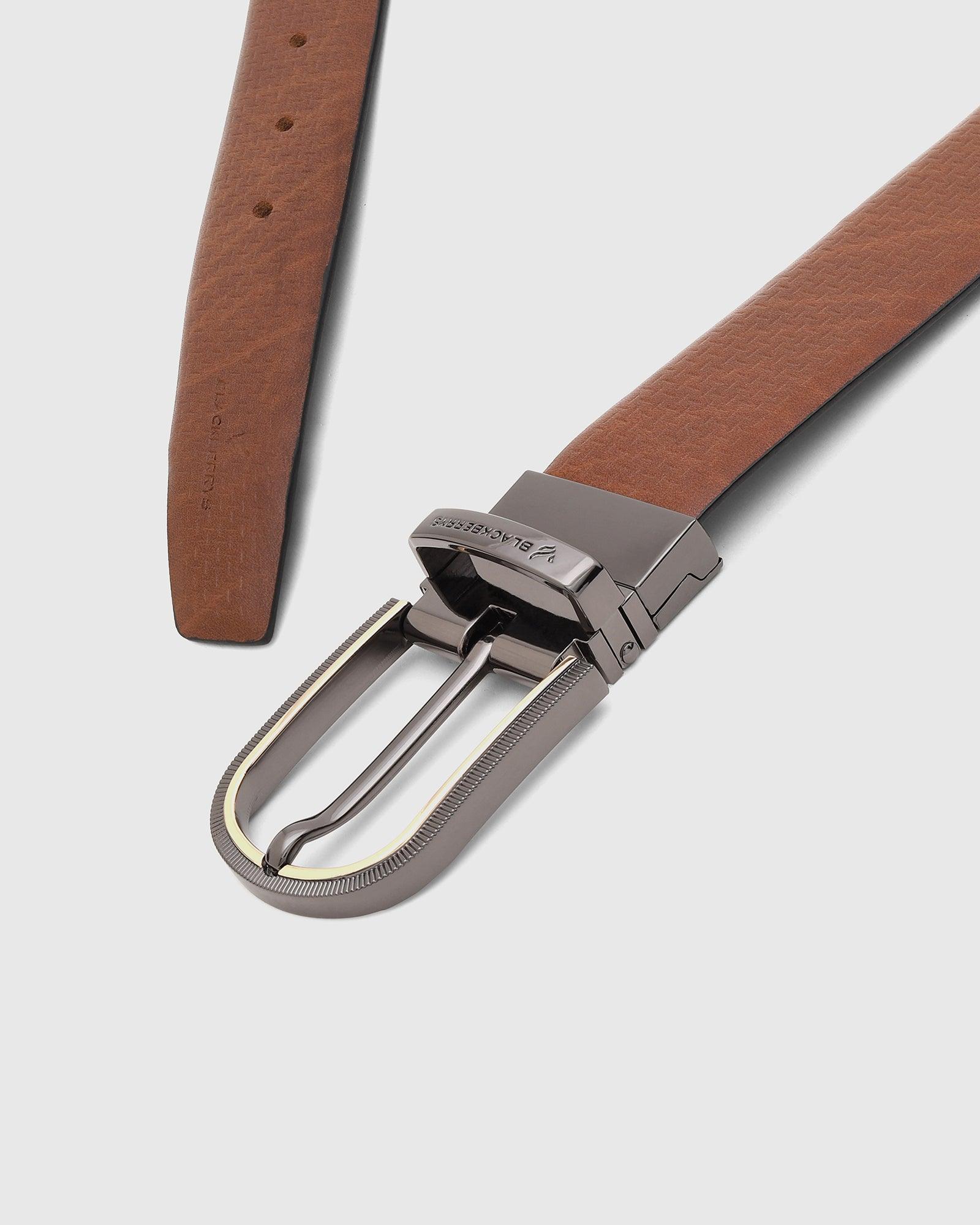 Leather Reversible Brown Tan Textured Belt - Sebastin