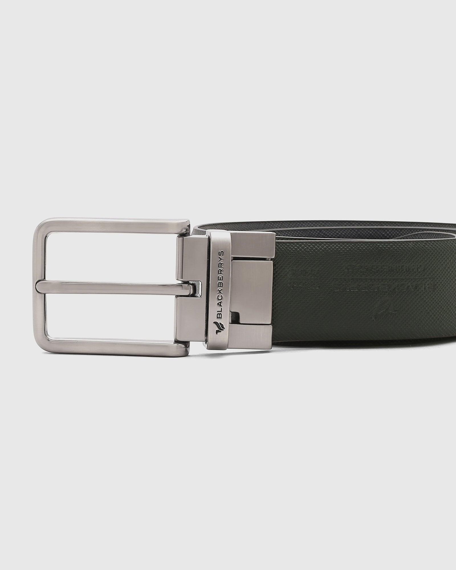 Textured Reversible Belt In Olive Navy (Snipe) - Blackberrys