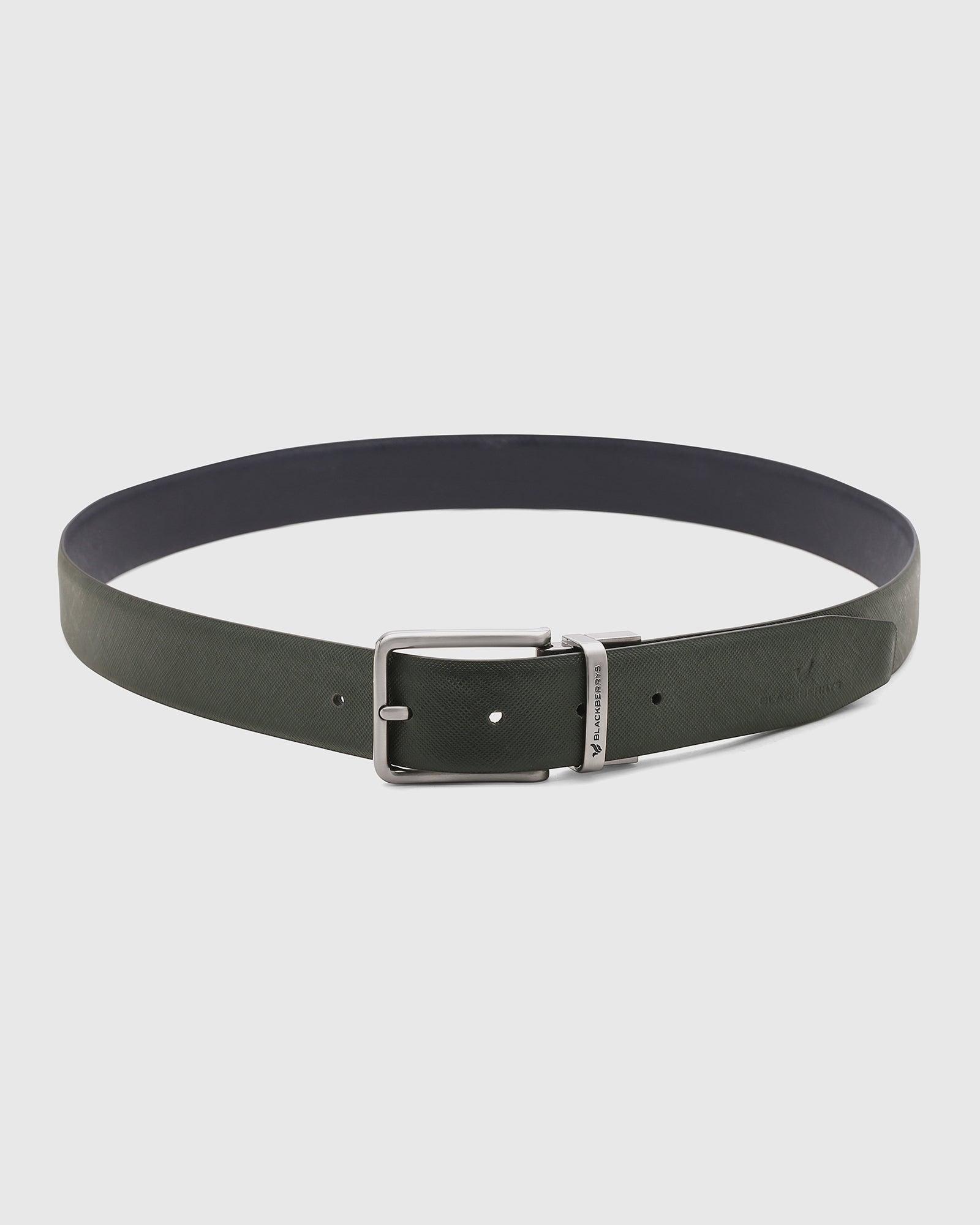 Textured Reversible Belt In Olive Navy (Snipe) - Blackberrys