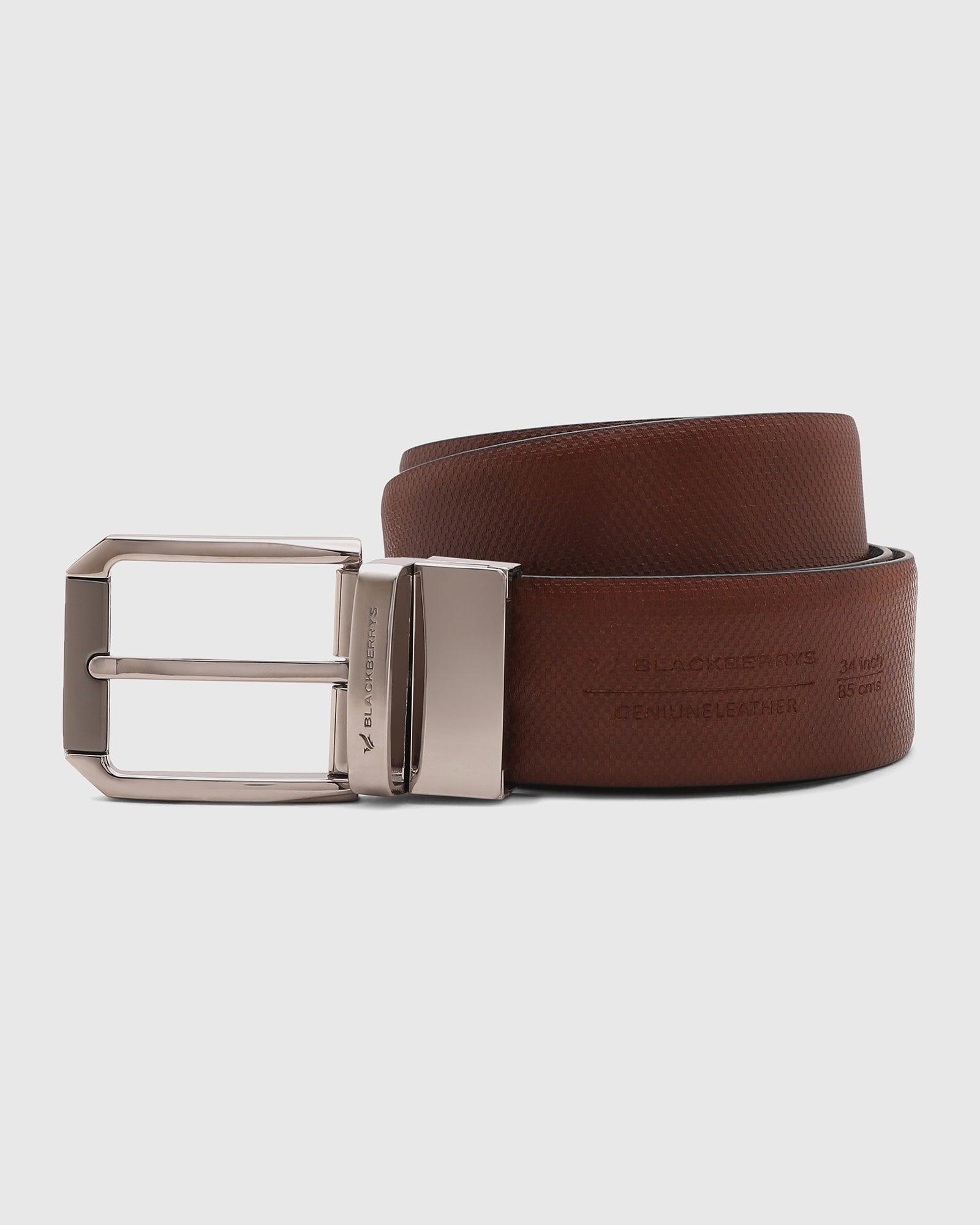 Textured Reversible Belt In Tan Navy (Solomon) - Blackberrys