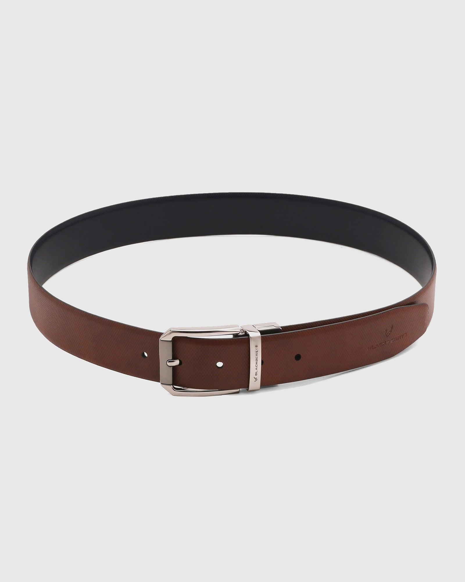 Textured Reversible Belt In Tan Navy (Solomon) - Blackberrys